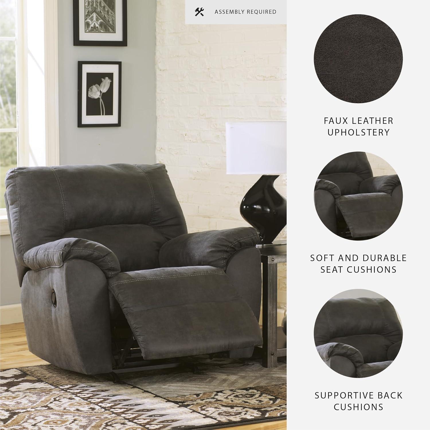 Signature Design by Ashley Tambo Fabric Rocker Recliner in Pewter