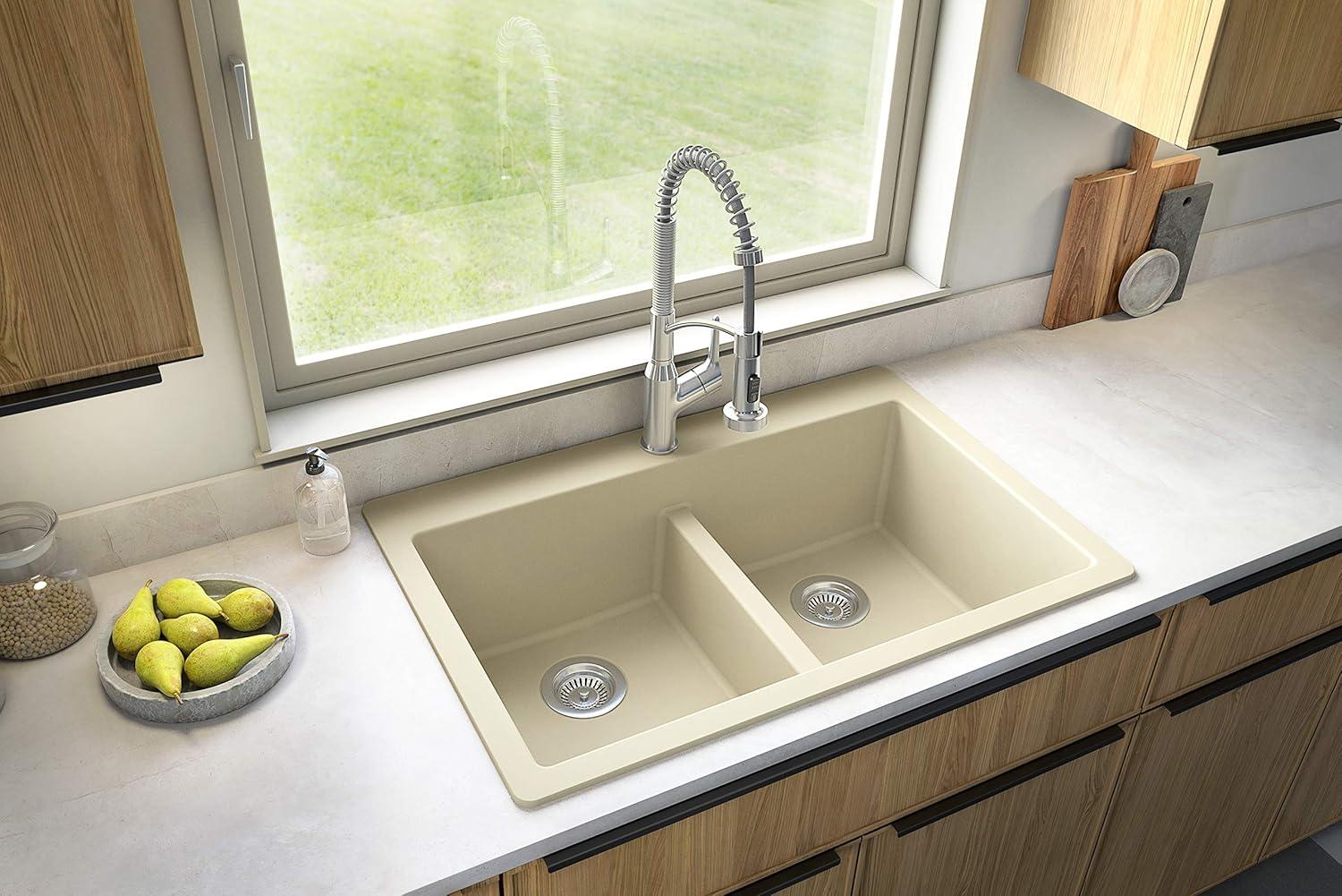 Karran Quartz 33'' X 22'' 50/50 Double Bowl Composite Drop-in Kitchen Sink