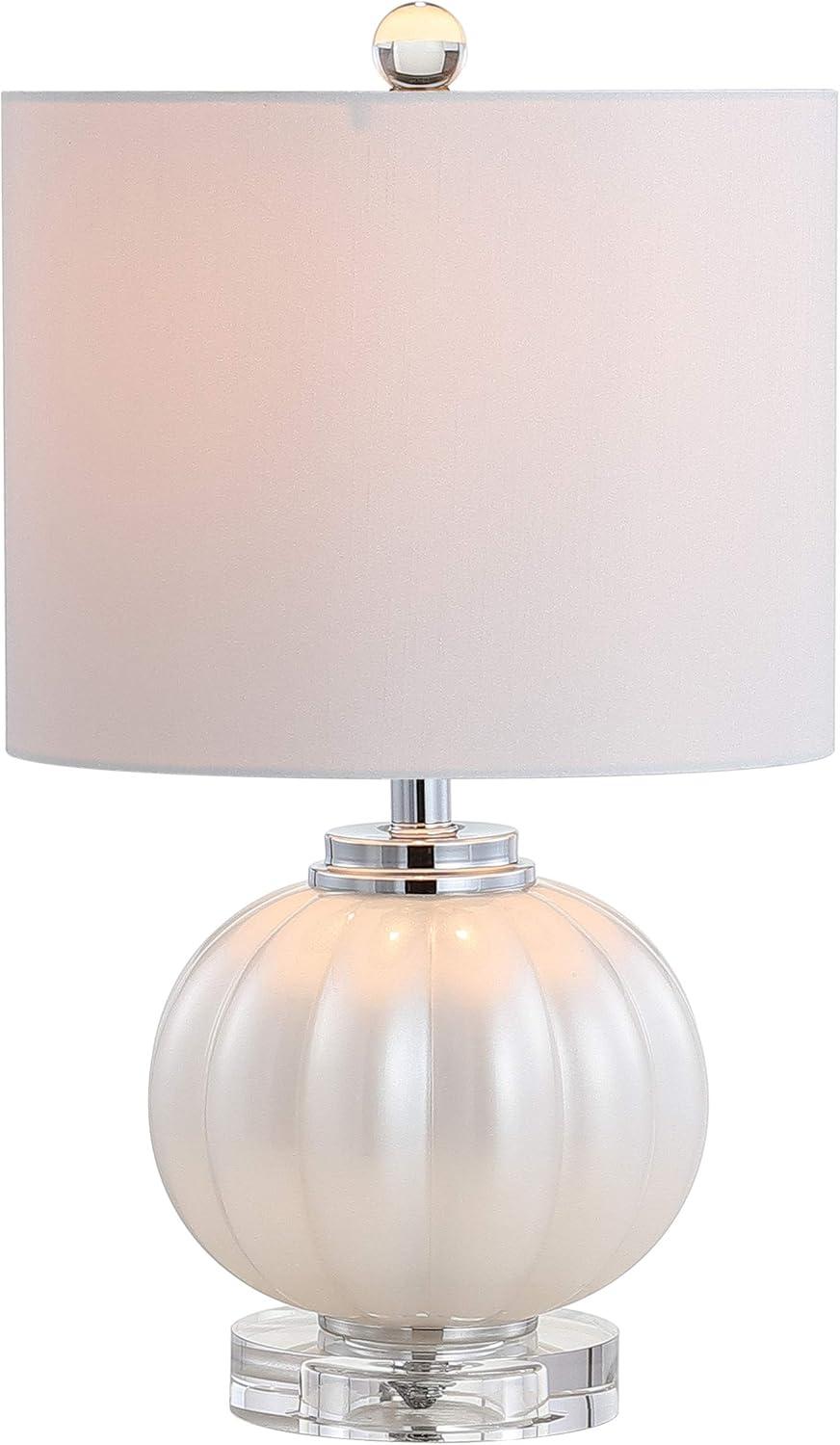 Iridescent Ivory 17.5" Glass Table Lamp with White Silk Shade