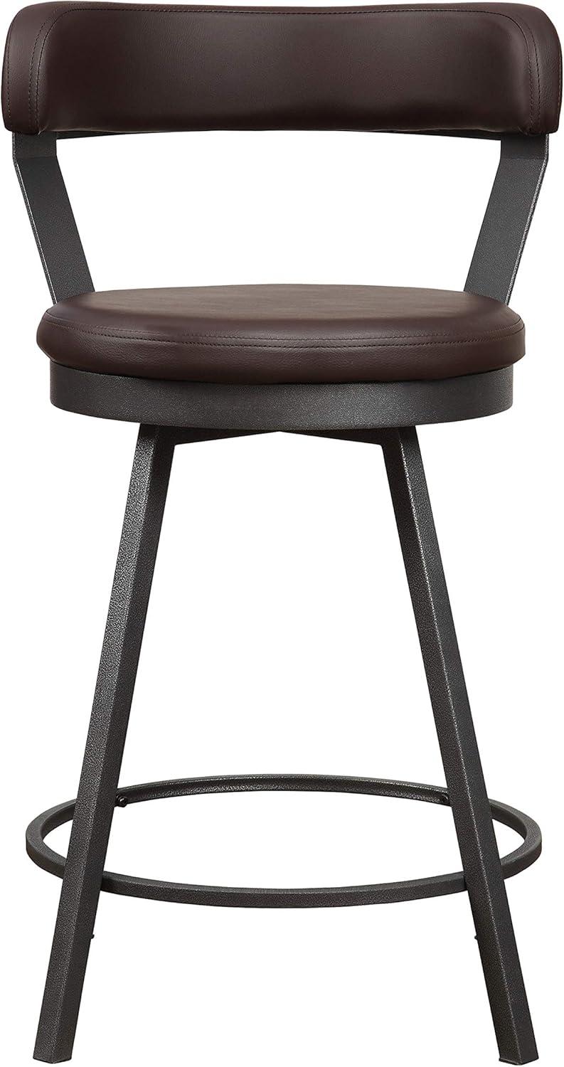 Lexicon Appert Metal Counter Height Swivel Stools in Dark Gray/Brown (Set of 2)