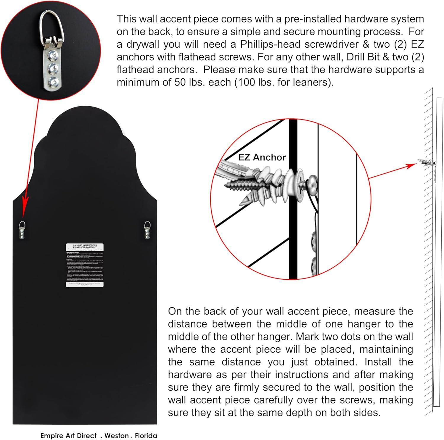 Empire Art Direct Arch Elegant Beveled Wall Mirror I Bathroom, Vanity, Bedroom Mirror - Clear - 20 x 44