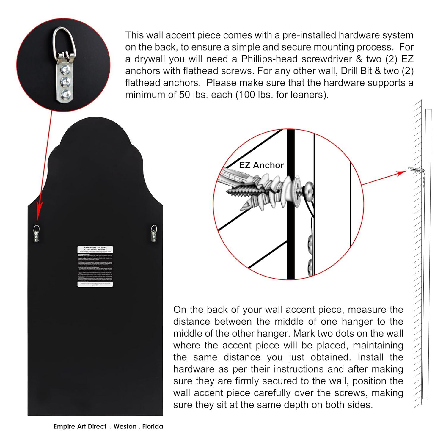 Empire Art Direct Arch Elegant Beveled Wall Mirror I Bathroom, Vanity, Bedroom Mirror - Clear - 20 x 44