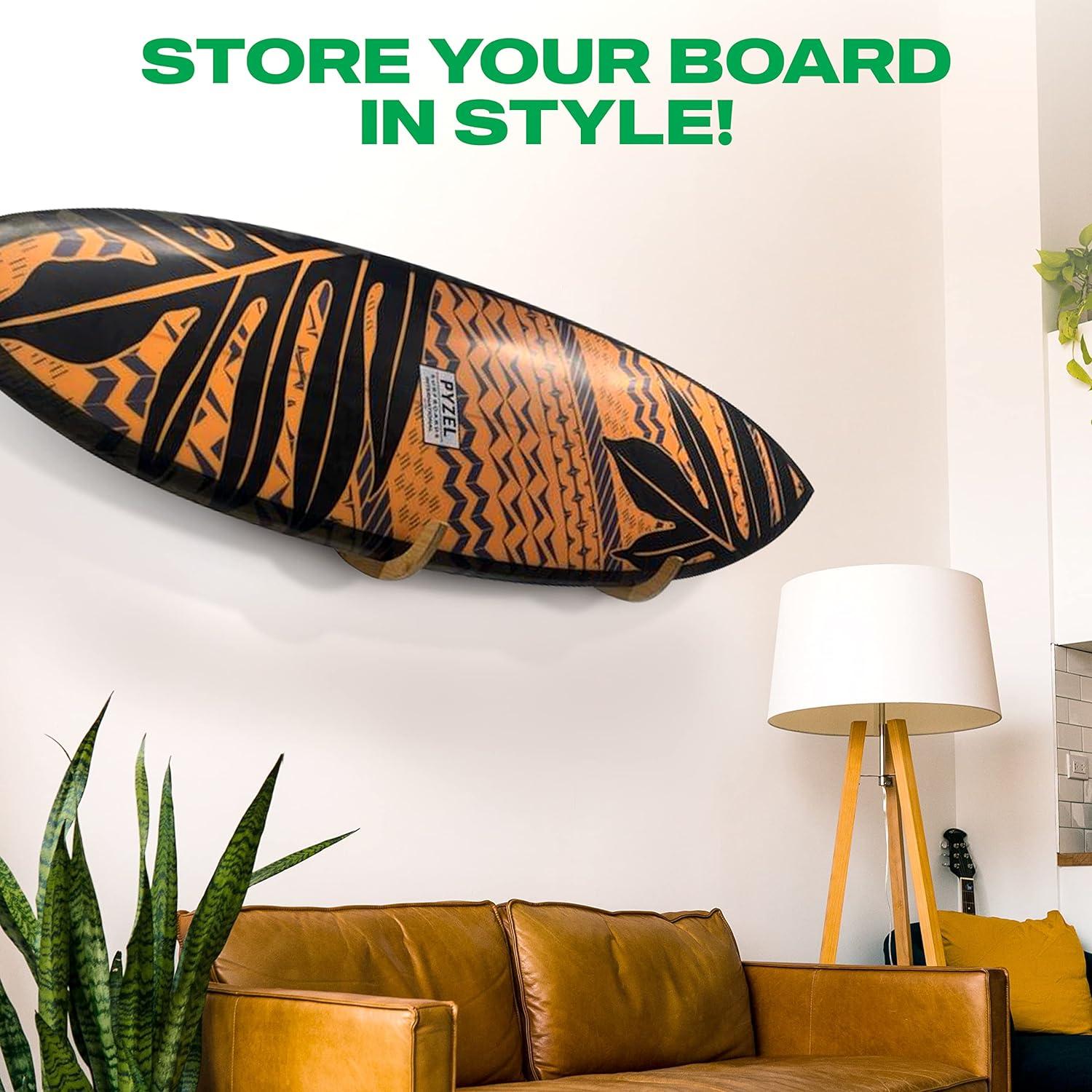 Bamboo Wall-Mounted Surfboard Display Rack