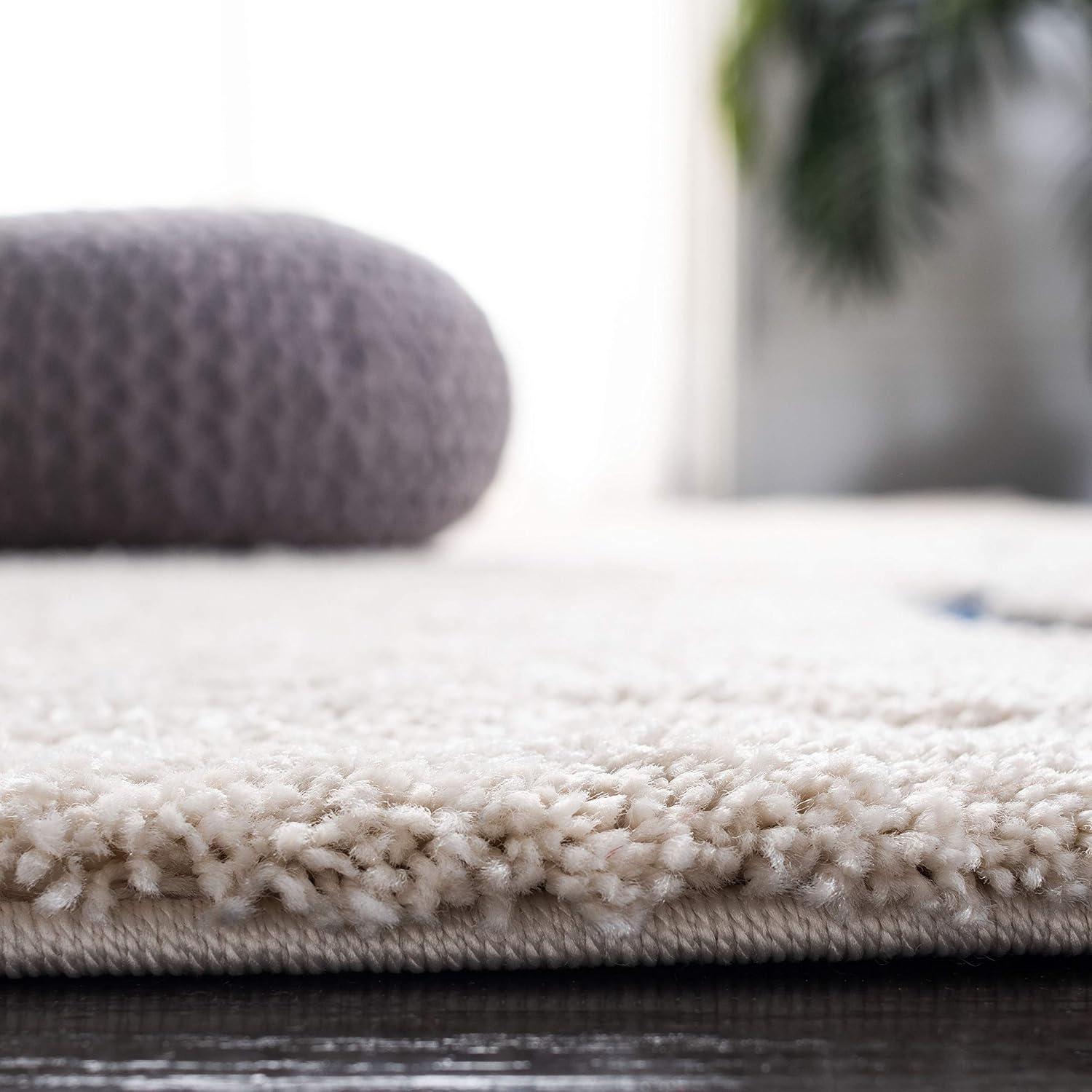 SAFAVIEH Florida Tamzen Abstract Shag Runner Rug, Cream/Blue, 2'3" x 15'