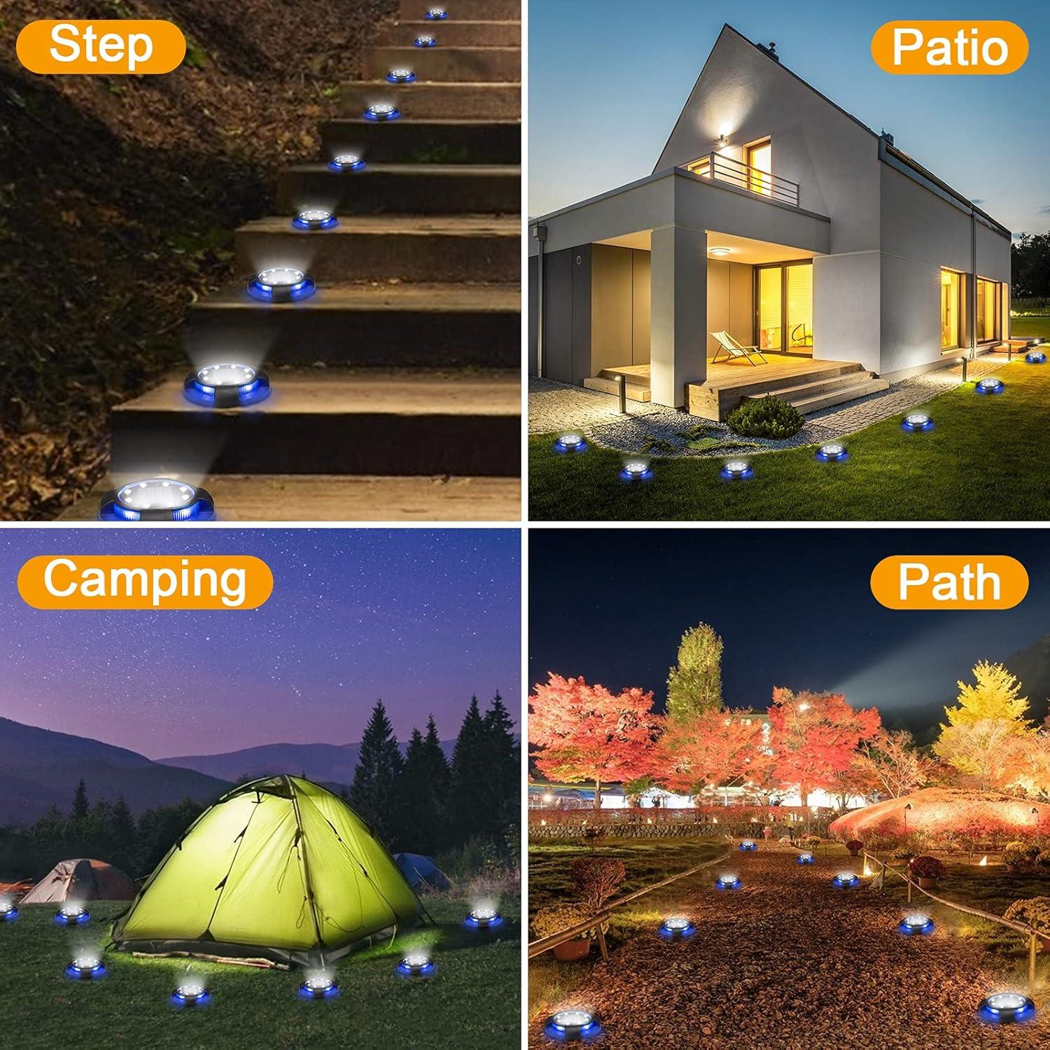 TRAHOO-Solar Ground Lights 12 Pcs Disk Lights Outdoor - Waterproof In-Ground Lights,Solar Landscape Lighting as Valentine's Day Decorations Outdoor for Garden Pathway Yard Deck Walkway Driveway