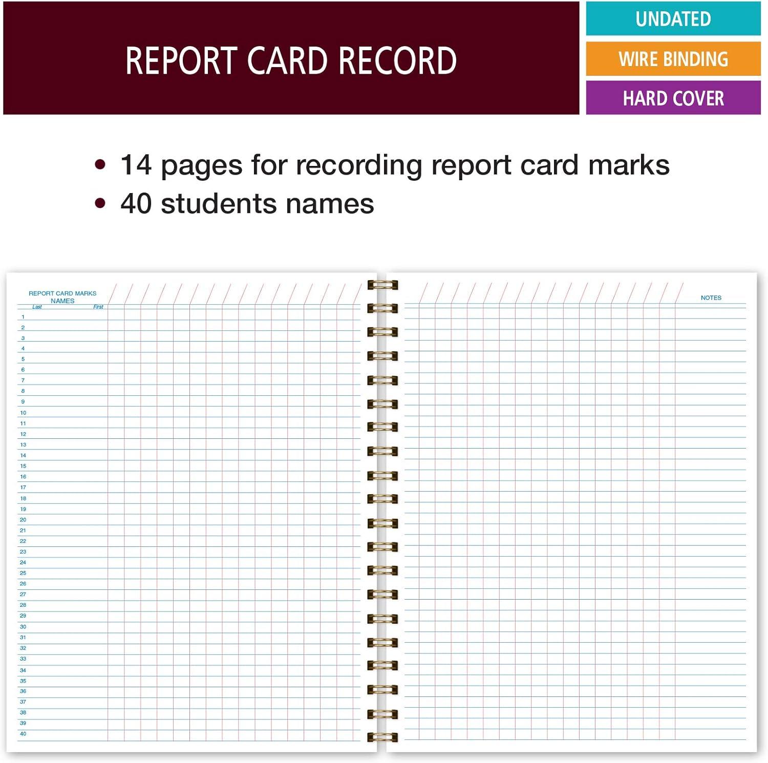 Elan Publishing Company HARDCOVER 6 Period Teacher Lesson Plan - Days Vertically Down The Side with Bonus Clip-in Bookmark (Rainbow Gold Marble)