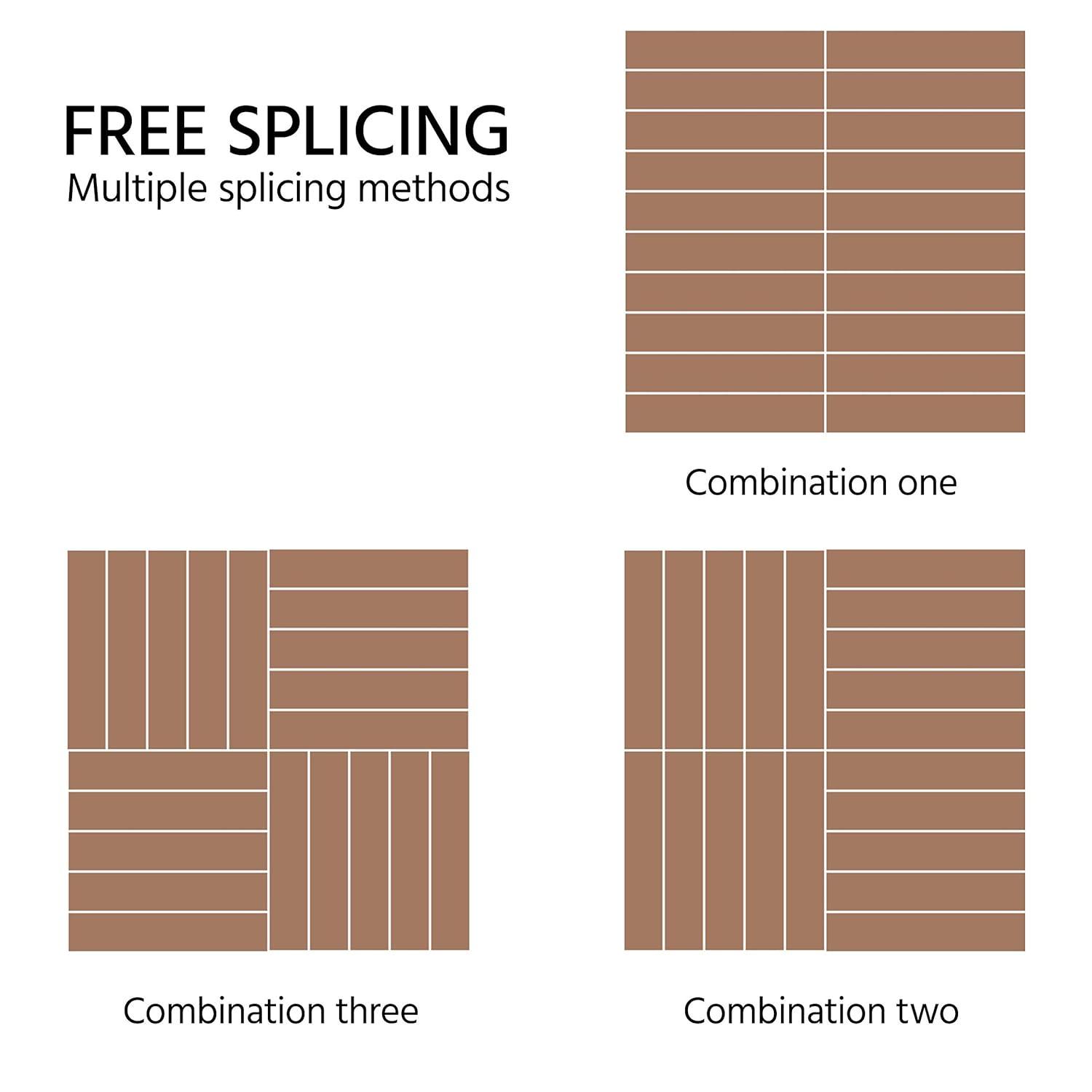 Yaheetech Pack of 27 Fir Wood Flooring Tiles Wood Plastic Interlocking Flooring Tiles Waterproof and Non-Slip, 12''x 12'', Brown