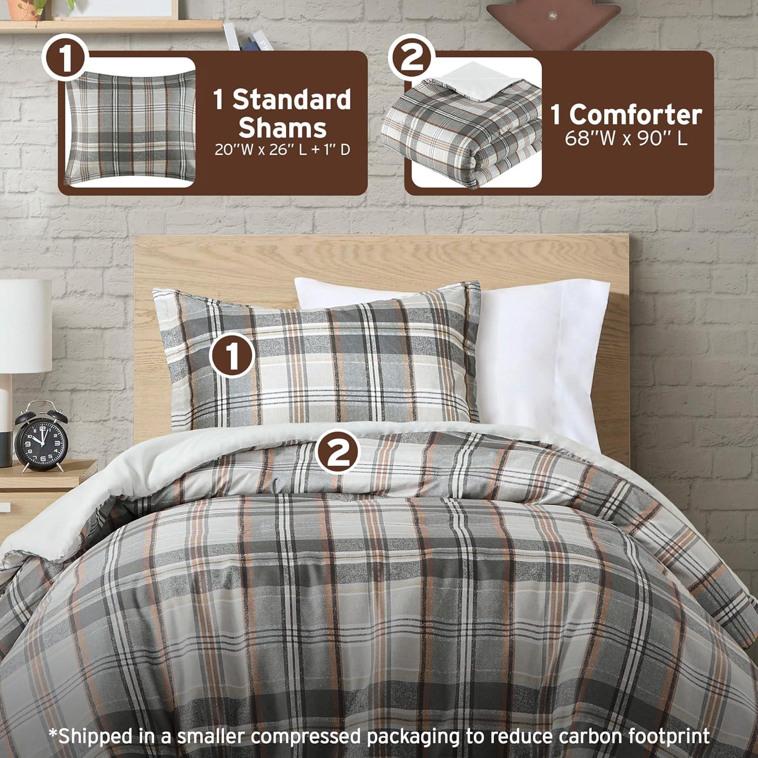 Intelligent Design Reeve Ultra Soft Plaid Microfiber Duvet Cover Set Tan