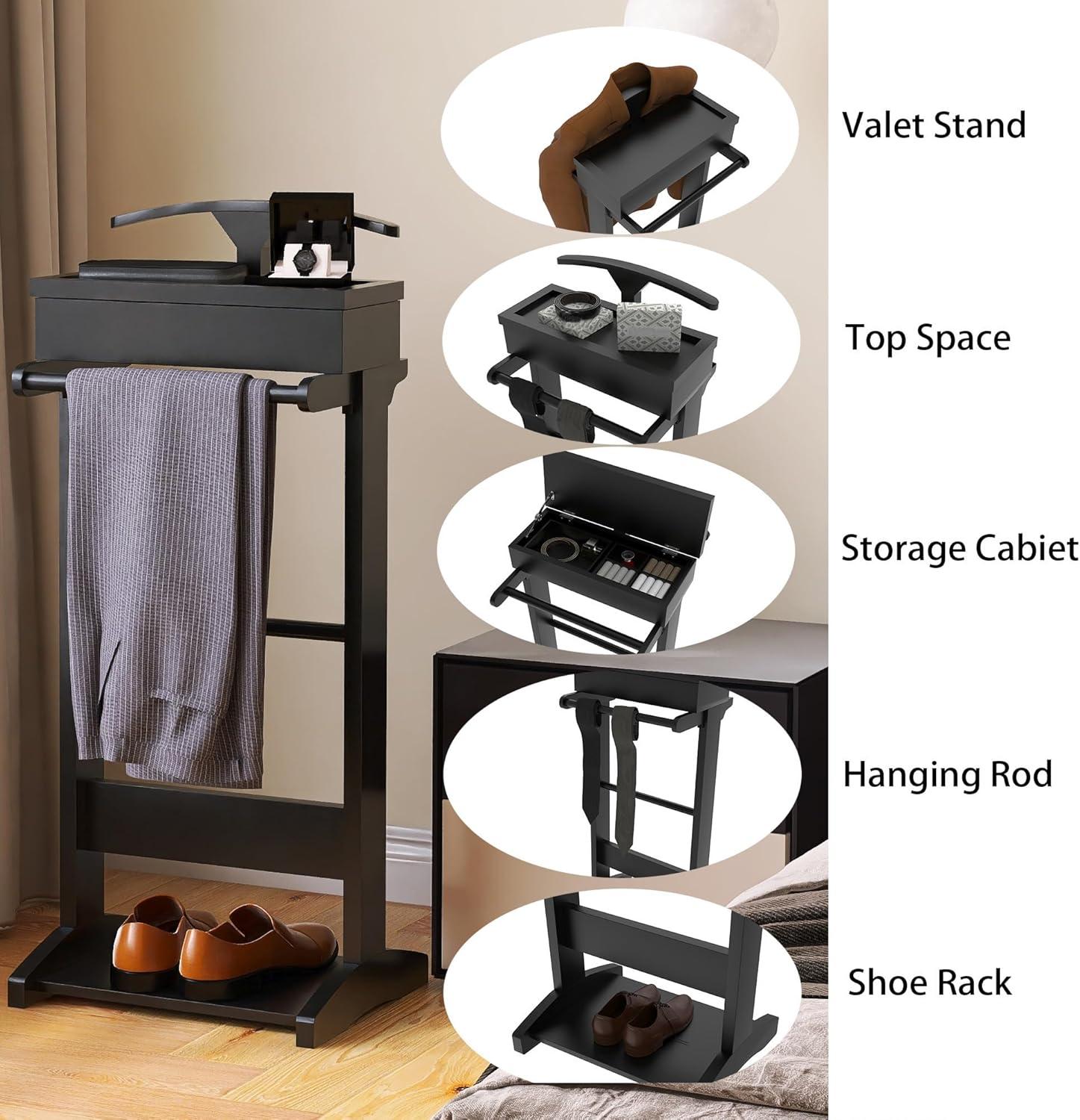 Lark Manor™ Portable Garment Rack Clothes Valet Stand With Storage Organizer Table Entryway Organizer Garment Rack