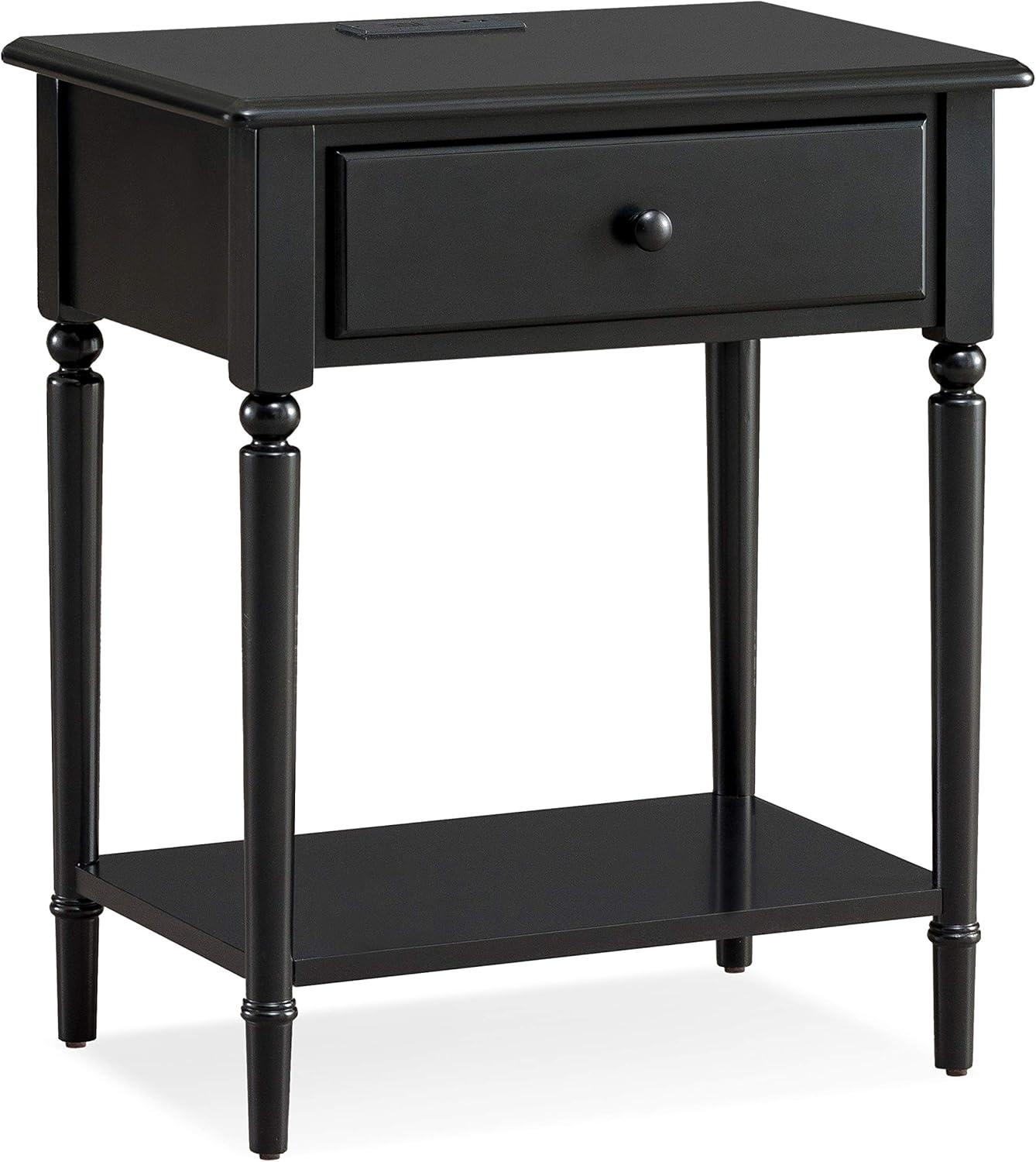 Leick Home Coastal Notions Wood Nightstand with AC/USB Charger in Black