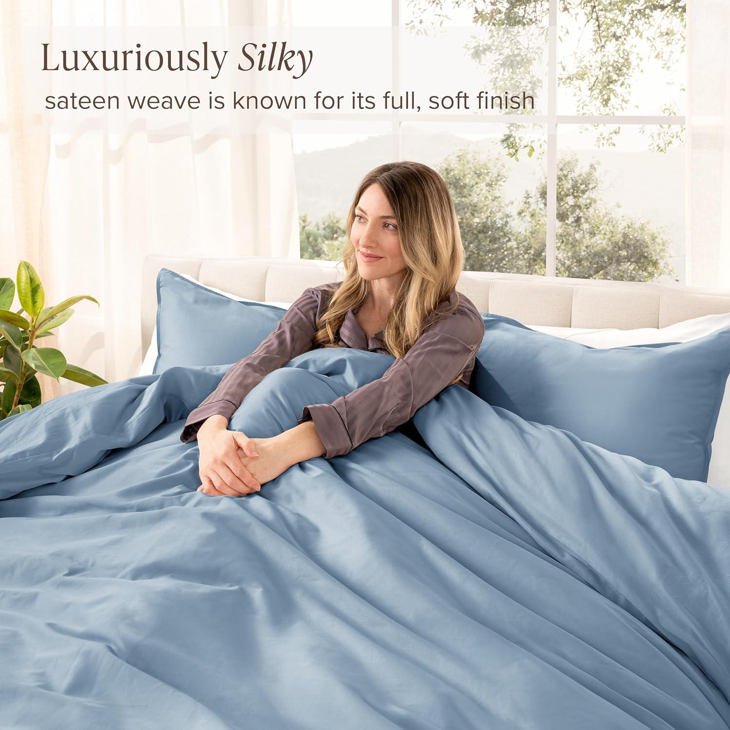 Bare Home 400 Thread Count Organic Cotton Sateen Duvet Cover Set