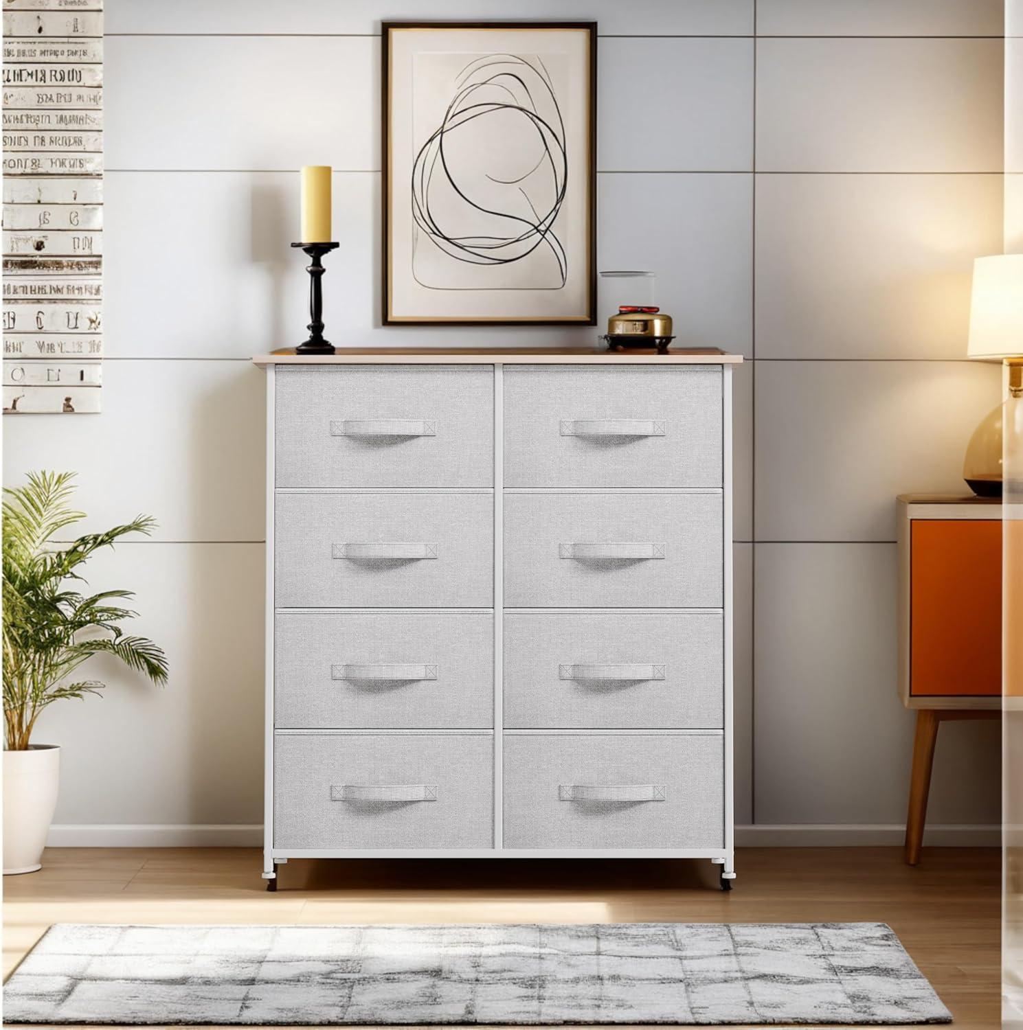 YITAHOME 8 Drawer Dresser - Fabric Storage Tower, Organizer Unit for Bedroom, Living Room & Closets - Sturdy Steel Frame, Easy Pull Fabric Bins & Wooden Top