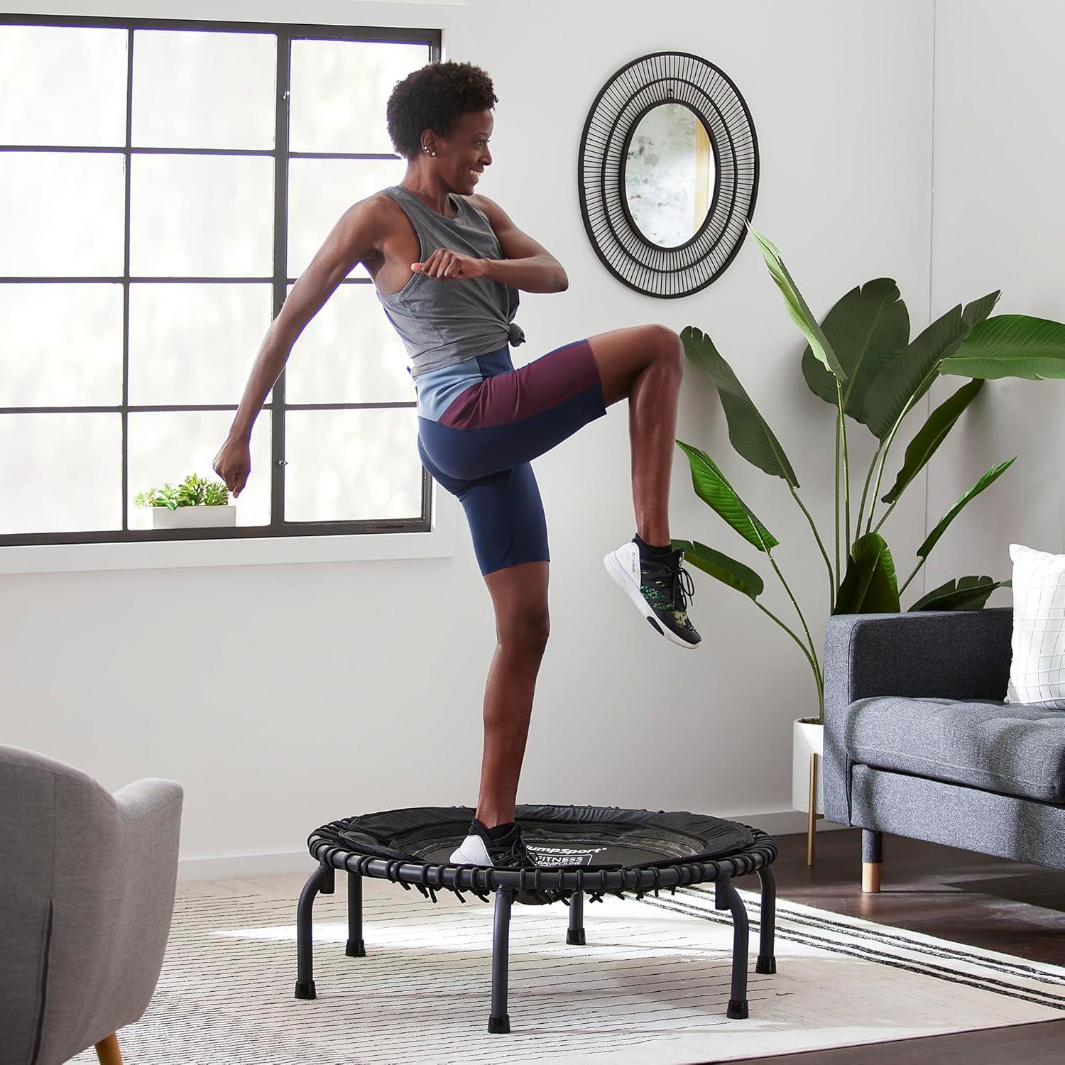 Black Round Heavy Duty Fitness Trampoline with Enclosure