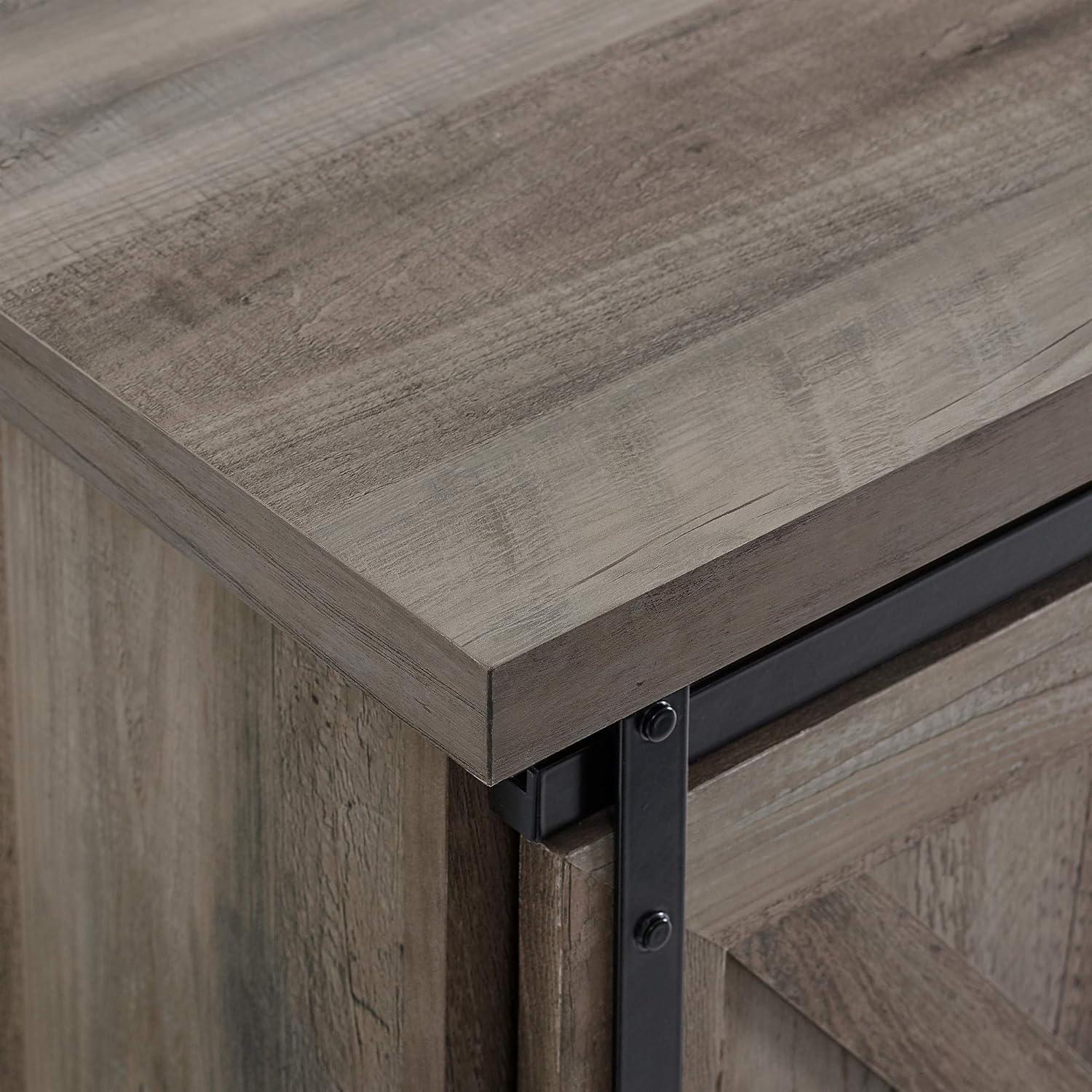 Walker Edison Modern Farmhouse Wood Sliding X Barn Door Buffet Sideboard Living Room Entryway Serving Storage Cabinet Doors-Dining Room Console, 56 Inch, White and Rustic Oak