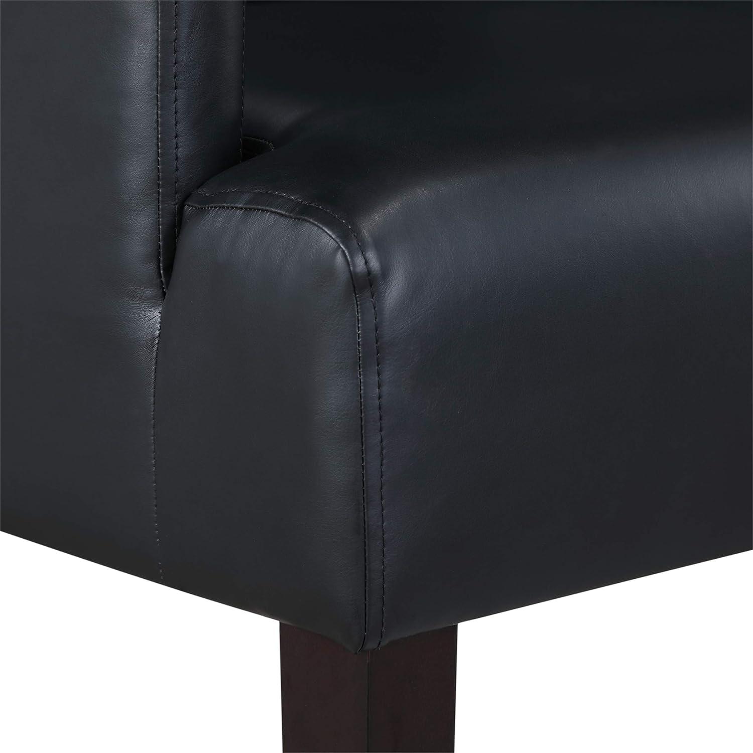 Black Faux Leather Accent Chair with Wood Legs