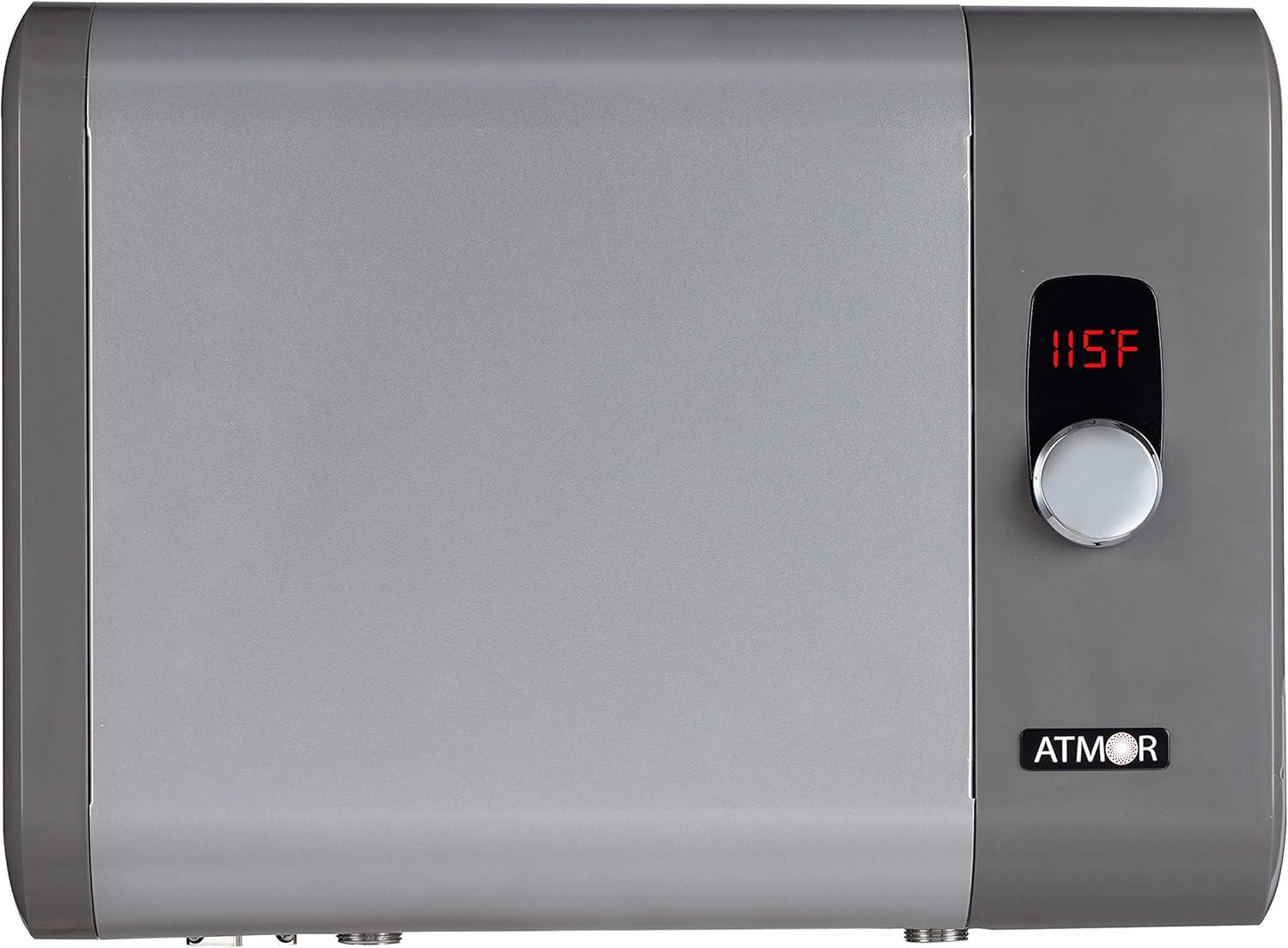 Atmor 24kW 4.65 GPM Electric Tankless Water Heater, ideal for 2 bedroom home, up to 5 simultaneous applications