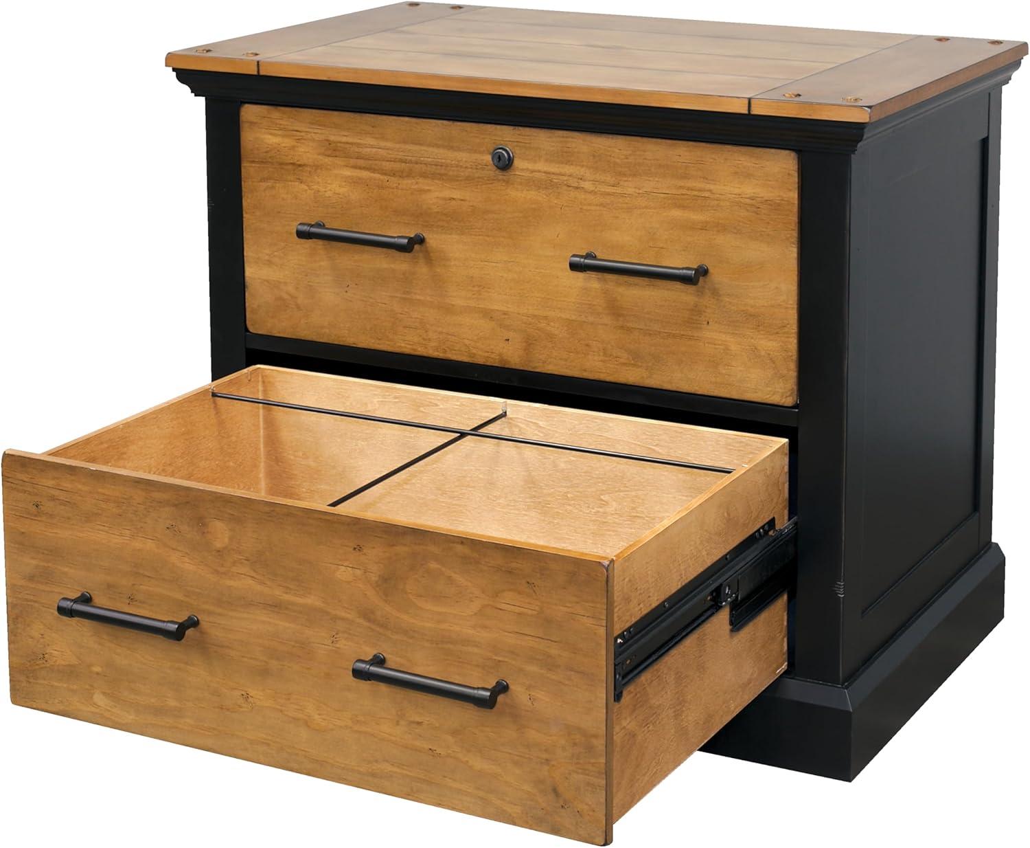 Toulouse Wood Lateral File With Legal/Letter File Drawer Office Storage Black