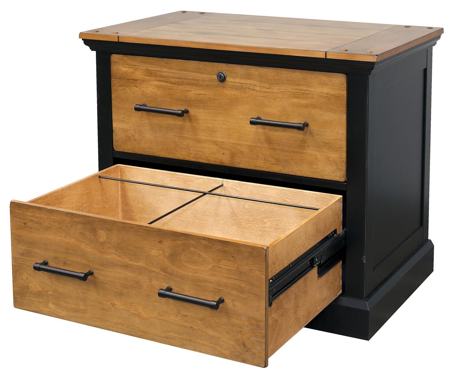 Toulouse Wood Lateral File With Legal/Letter File Drawer Office Storage Black