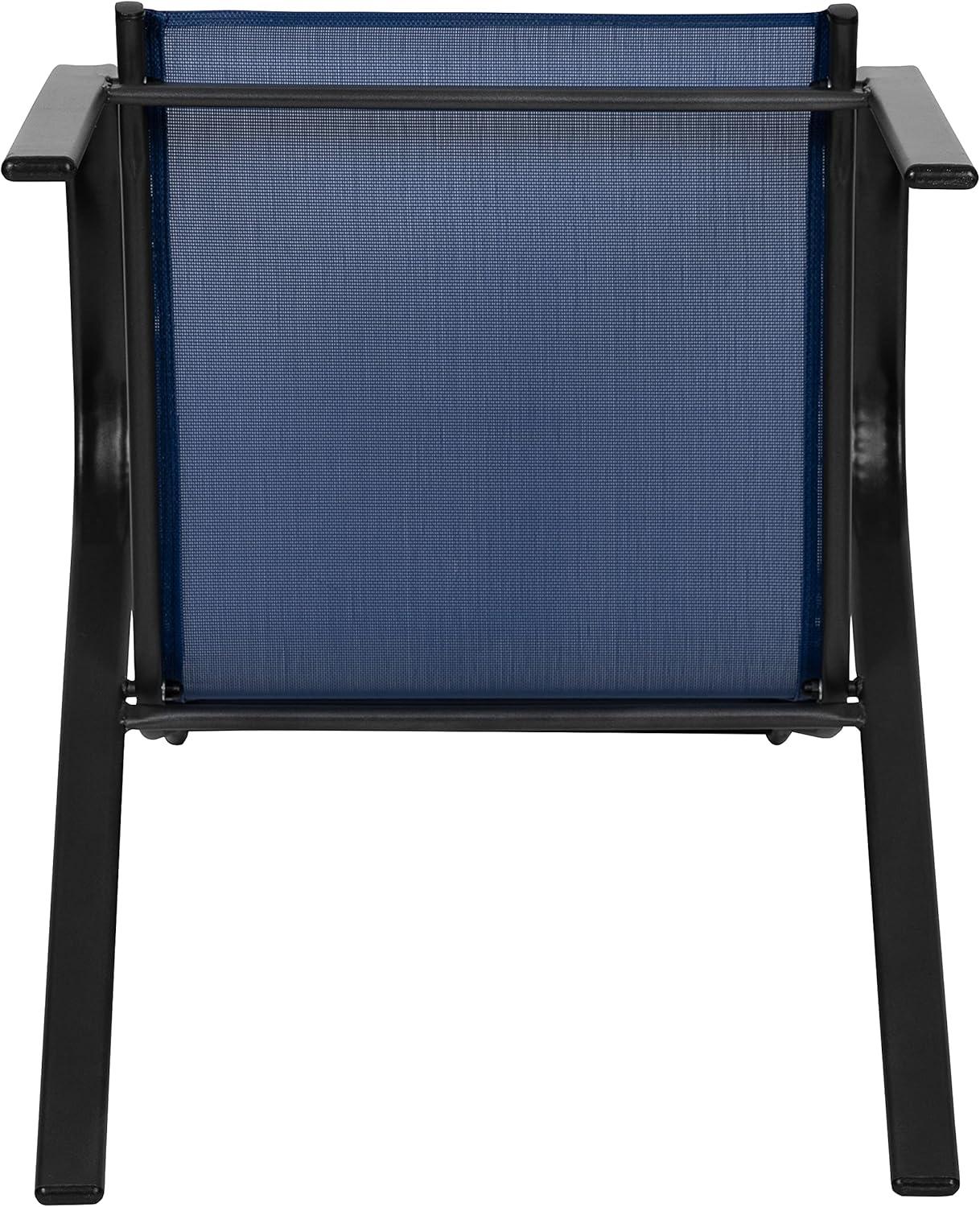 Flash Furniture 4 Pack Brazos Series Navy Outdoor Stack Chair with Flex Comfort Material and Metal Frame