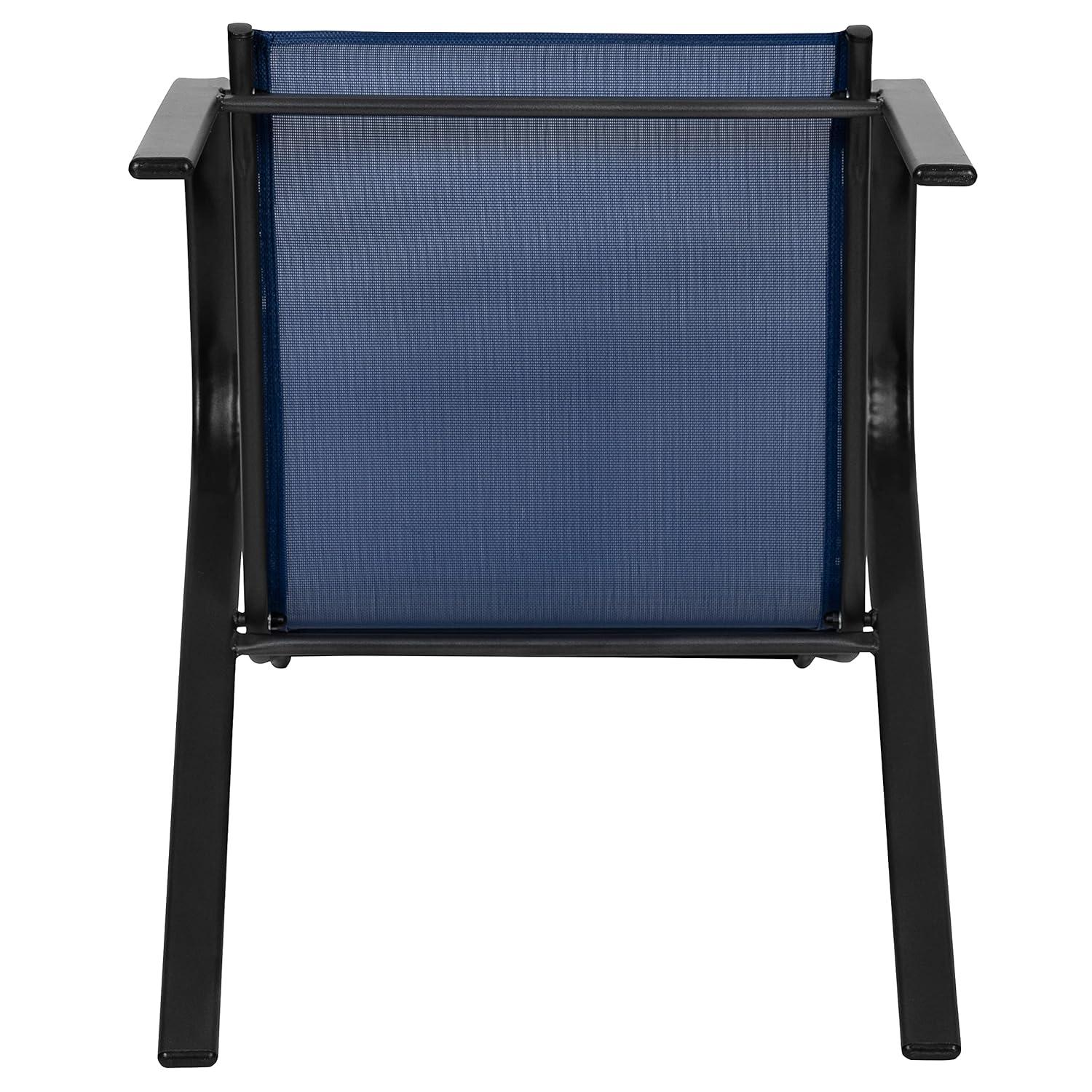 Flash Furniture 4 Pack Brazos Series Navy Outdoor Stack Chair with Flex Comfort Material and Metal Frame