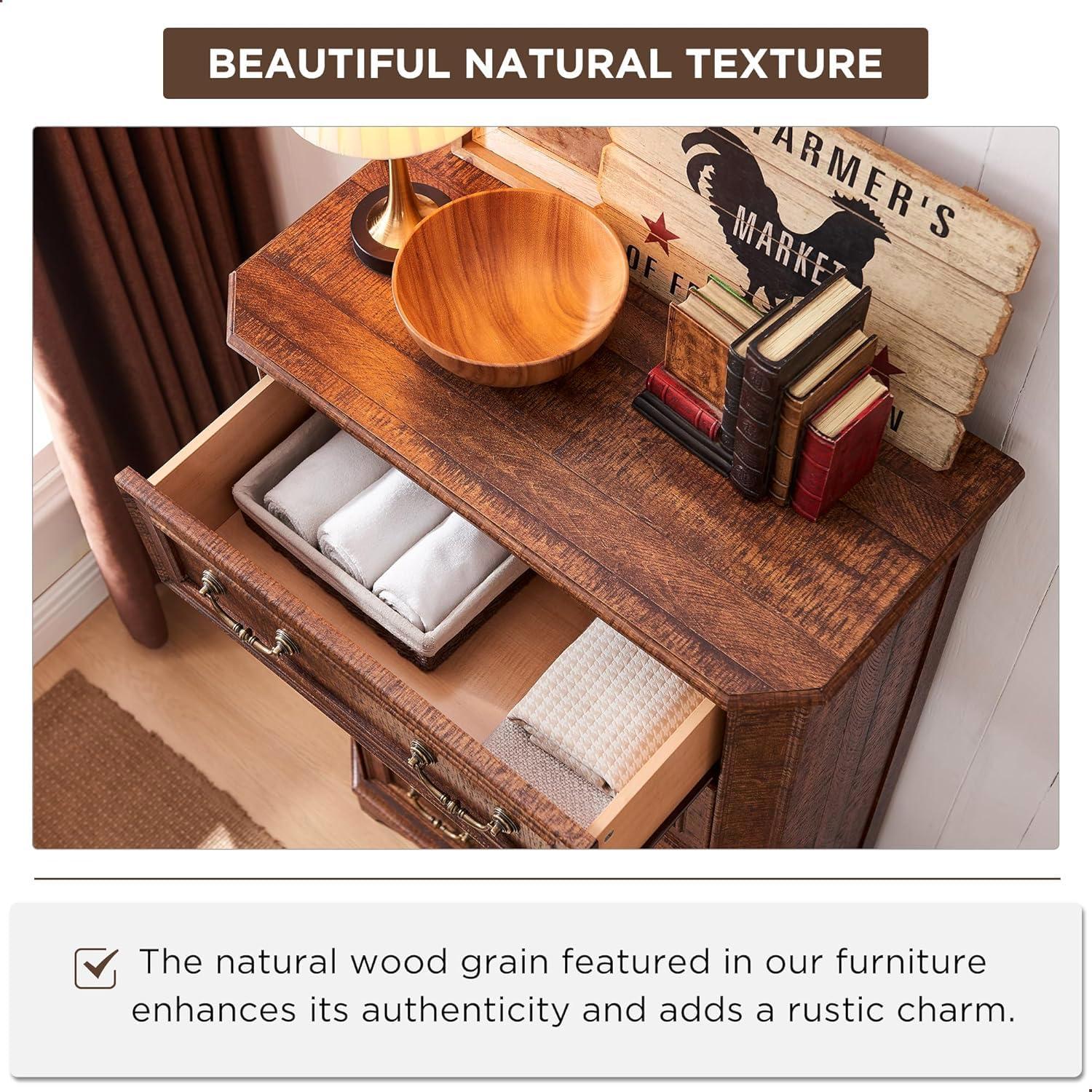 Laurel Foundry Modern Farmhouse® Theron Farmhouse 5 Drawer Bedroom Dresser, Wood Tall Chest of Drawers, Closet Storage for Bedroom