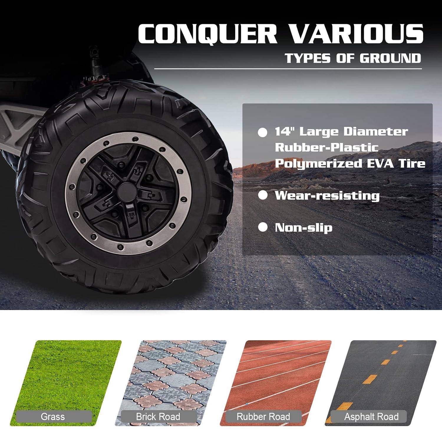 Track 7 24V Ride on UTV, 2-Seater Ride on Car with Remote Control, Music, 2 Speed, Key Start, 4x4 Ride on Off-Road Truck, Blue