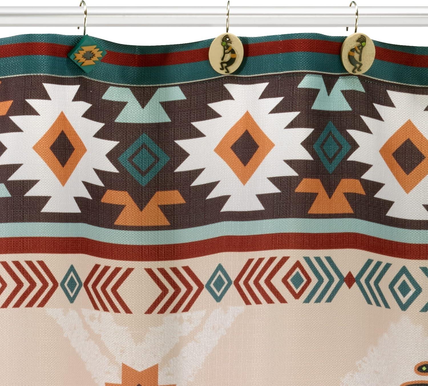 Navajo Dance Beige and Brown Polyester Shower Curtain