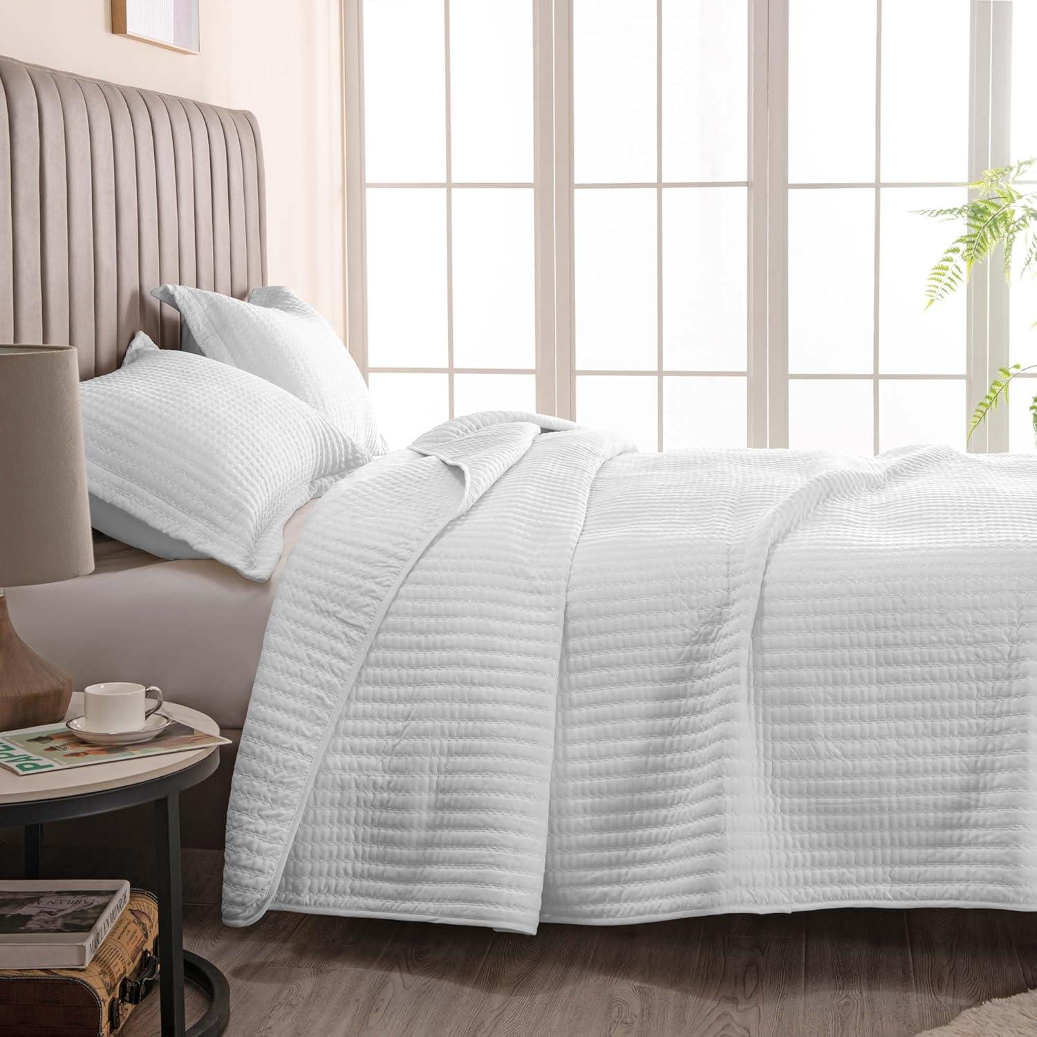 FreshFolds Modern & Contemporary Stripe Stitched Quilt Set with Shams