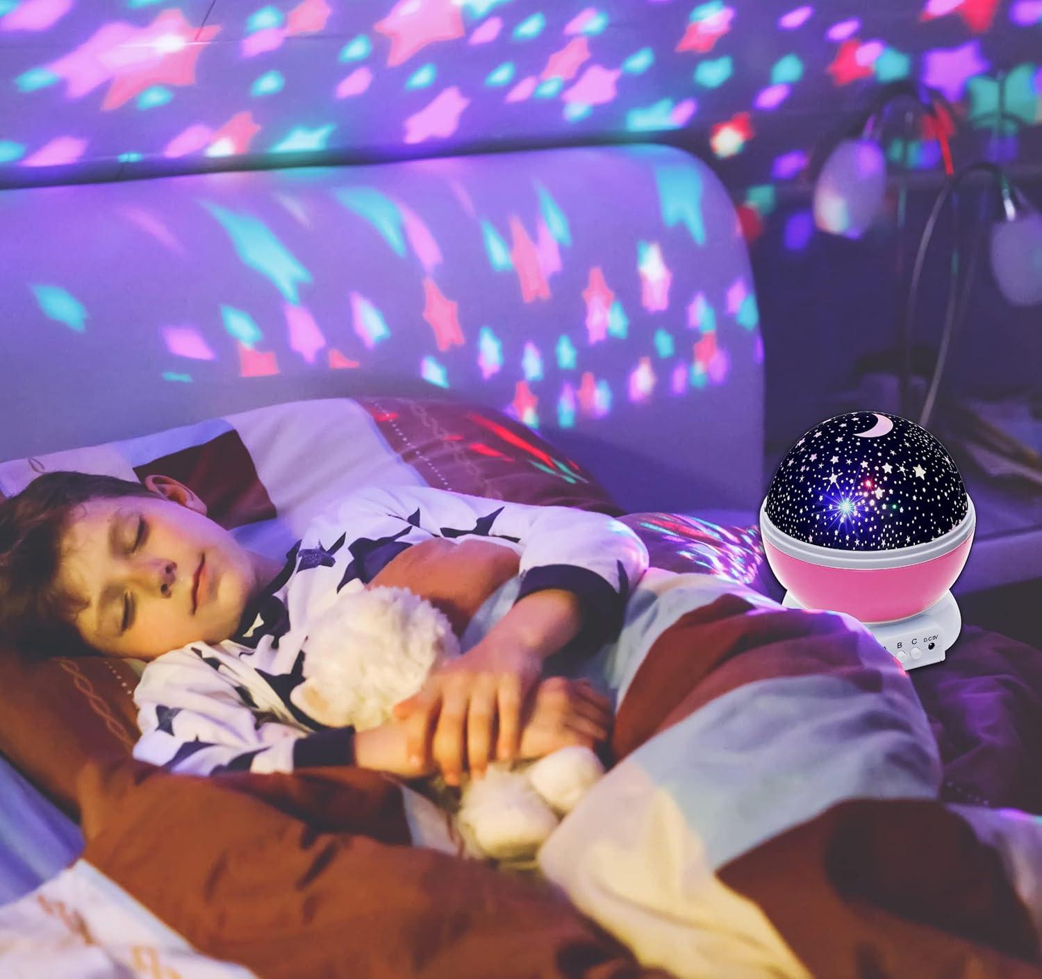 Gabba Goods, Baby Nightlight, Night Light, Nursery, Moon Star Projector 360 Degree Rotation, 4 LED Bulbs 6 Light Modes Changing with USB Cable, Unique Gifts for Men Women Kids Best Baby Gifts