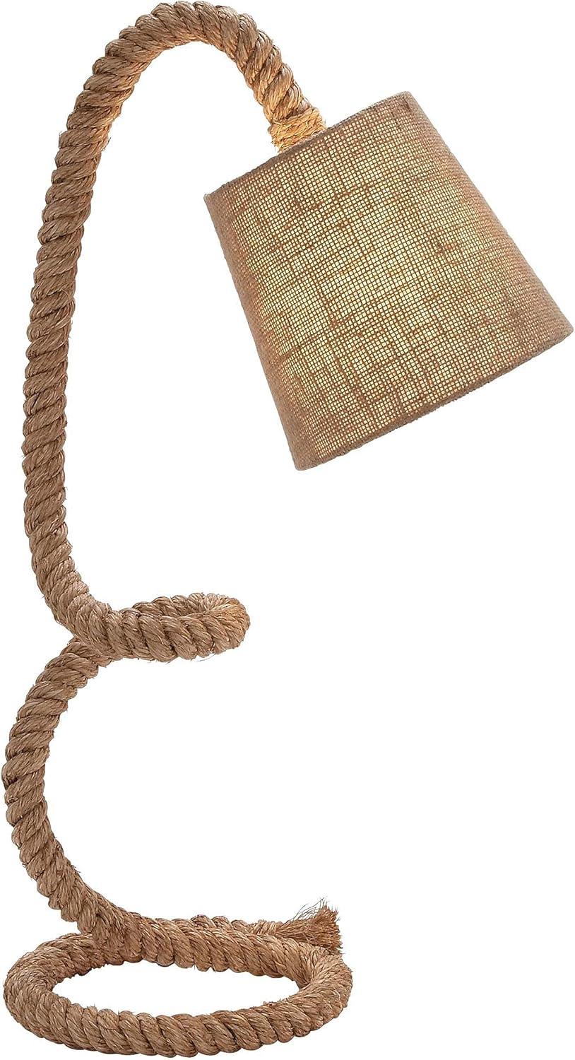 Olivia & May Jute Handmade Rope Styled Desk Lamp Brown: Cotton Shade, Toggle Switch, No Assembly Required