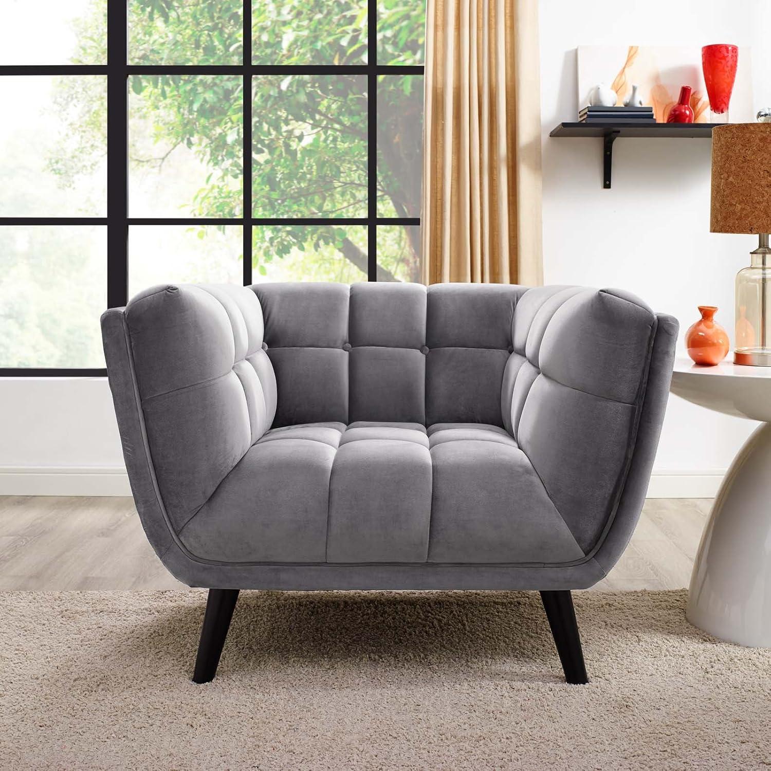 Modway Bestow Performance Velvet Armchair in Gray