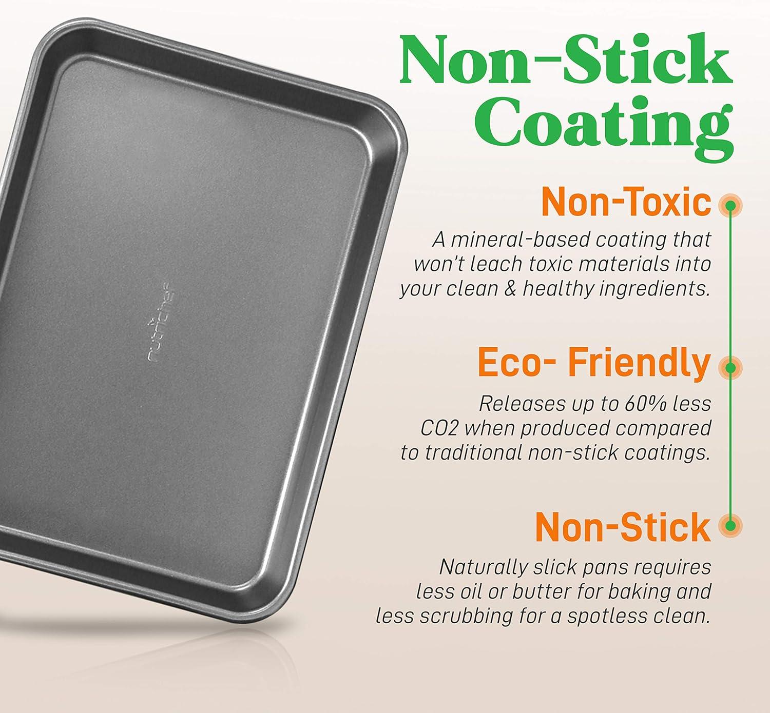 NutriChef Nonstick Cookie Sheet Baking Pan 2-Pc. Professional Quality Cooking Non-Stick Bake Trays