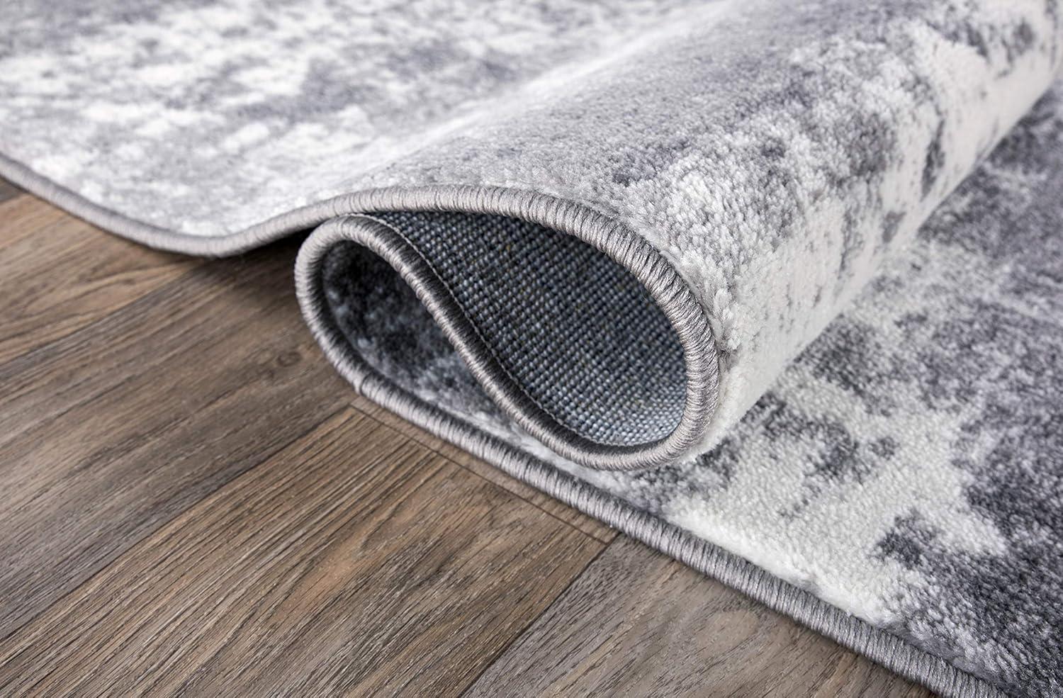 World Rug Gallery Distressed Abstract Watercolor Gray 5' x 7' Area Rug