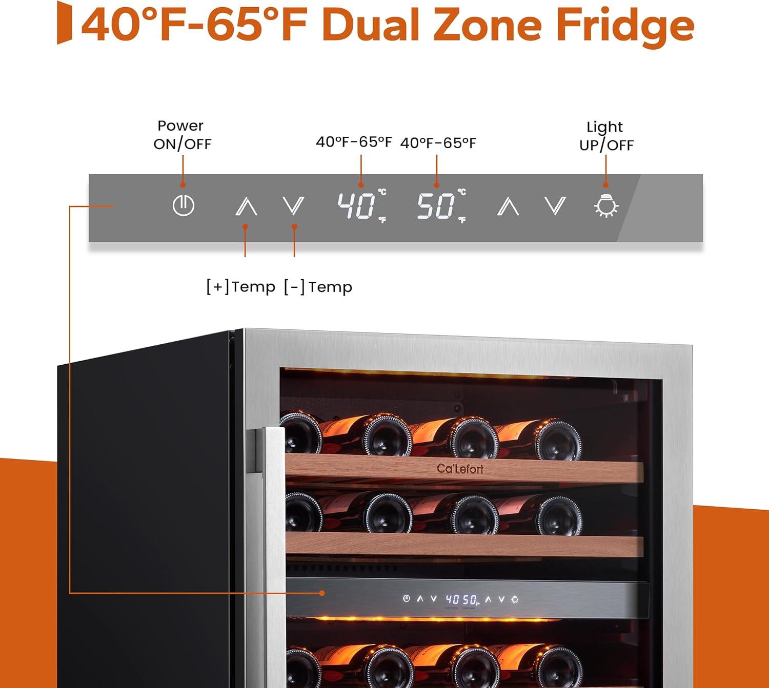 Ca'Lefort 24" Stainless Steel Dual Zone Wine Fridge with Glass Door