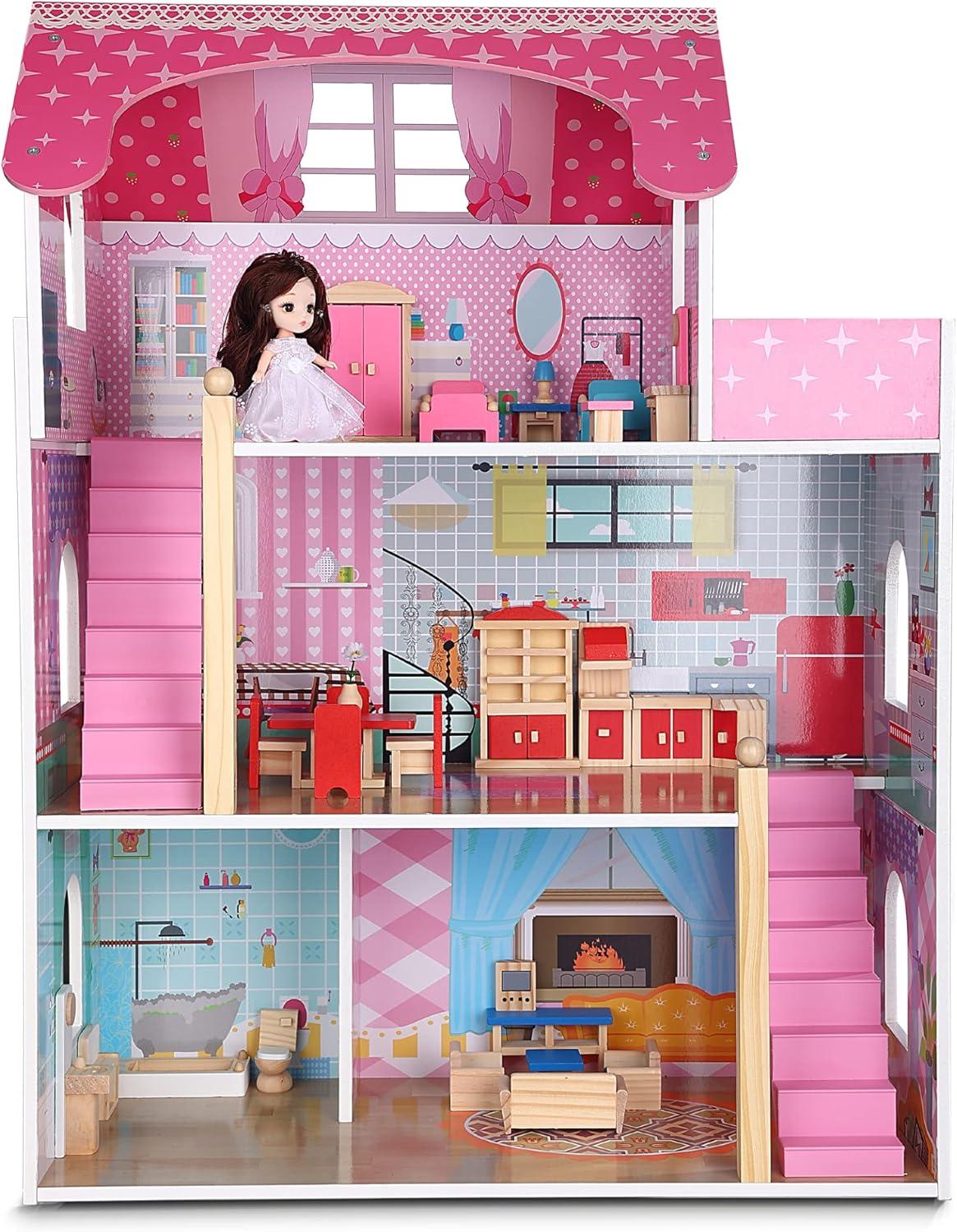 Small Multicolor Wooden Dollhouse Furniture Set