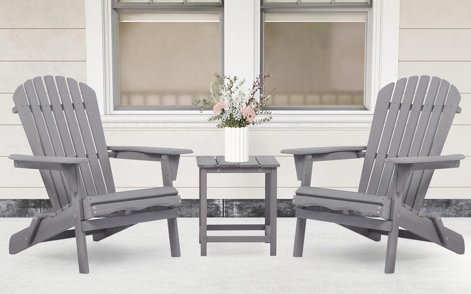 Wooden Folding Adirondack Chair, Half Pre-Assembled Wood Patio Lounge Chair for Outdoor Garden Backyard Porch Pool Deck Firepit