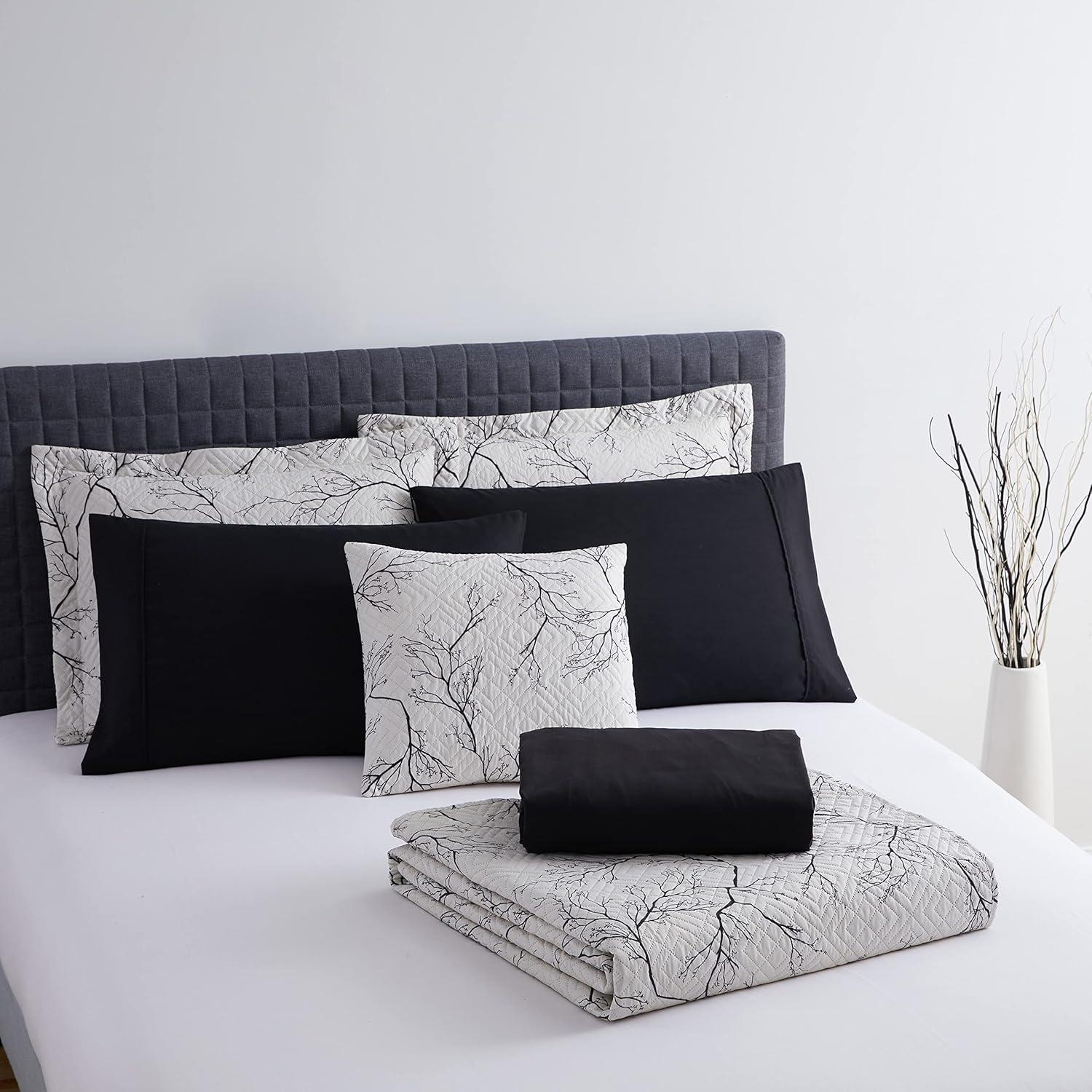 Queen Size Microfiber Branches Printed Bedding Set