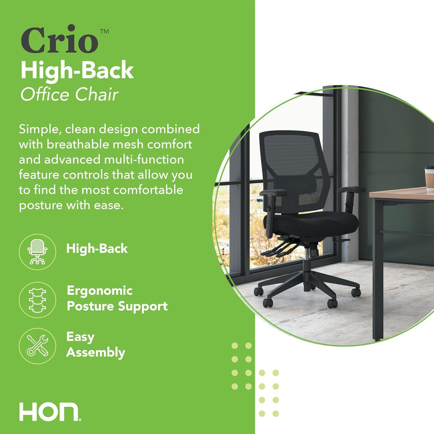 HON Mesh Mid-Back Task Chair Fabric Black Seat - Black Back - 5-star Base - 19.50" Seat Width x 18.25" Seat Depth - 26" Width x 26" Depth x 40.5" Height