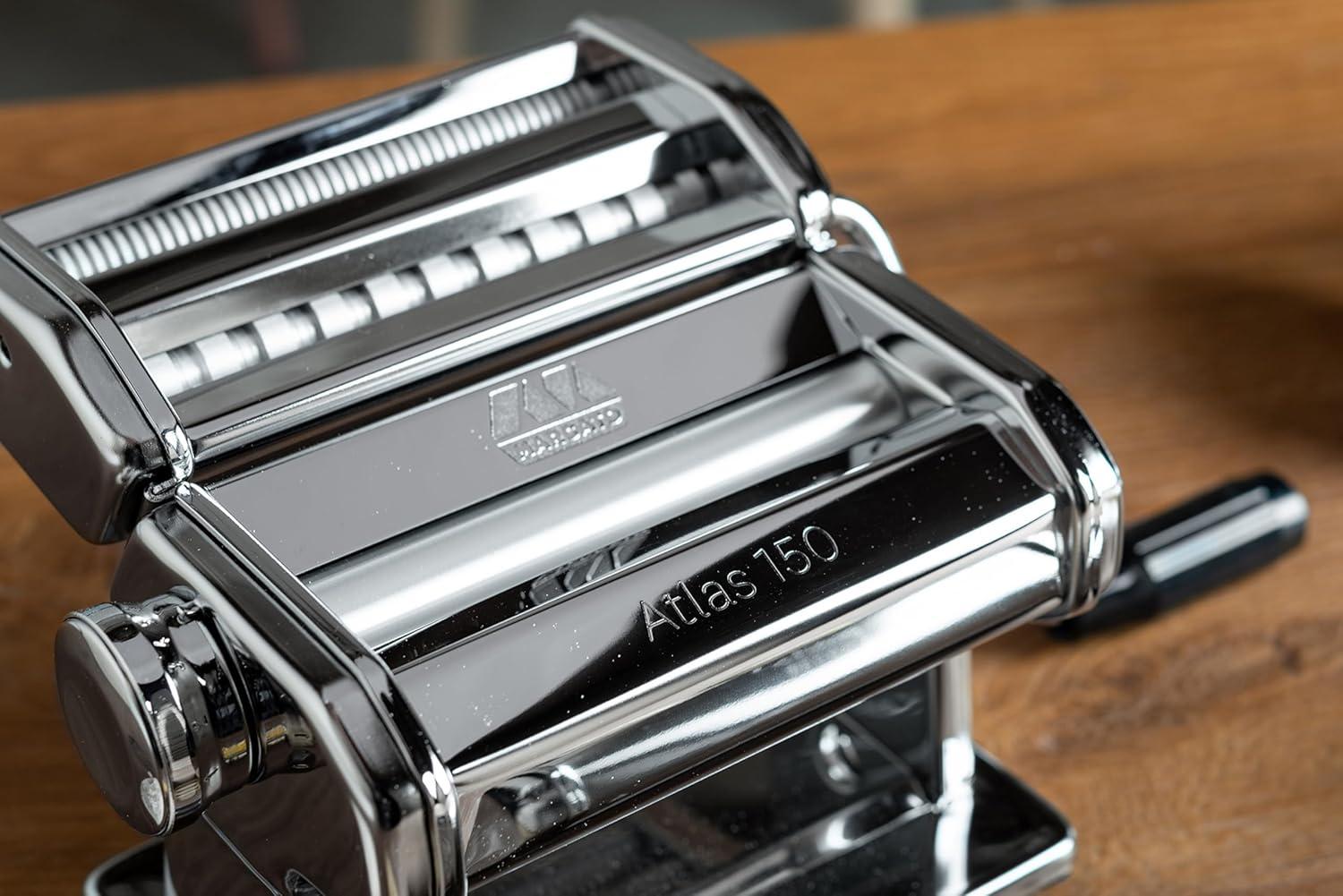 Marcato Atlas 150 Pasta Machine with Cutter and Hand Crank, Made in Italy