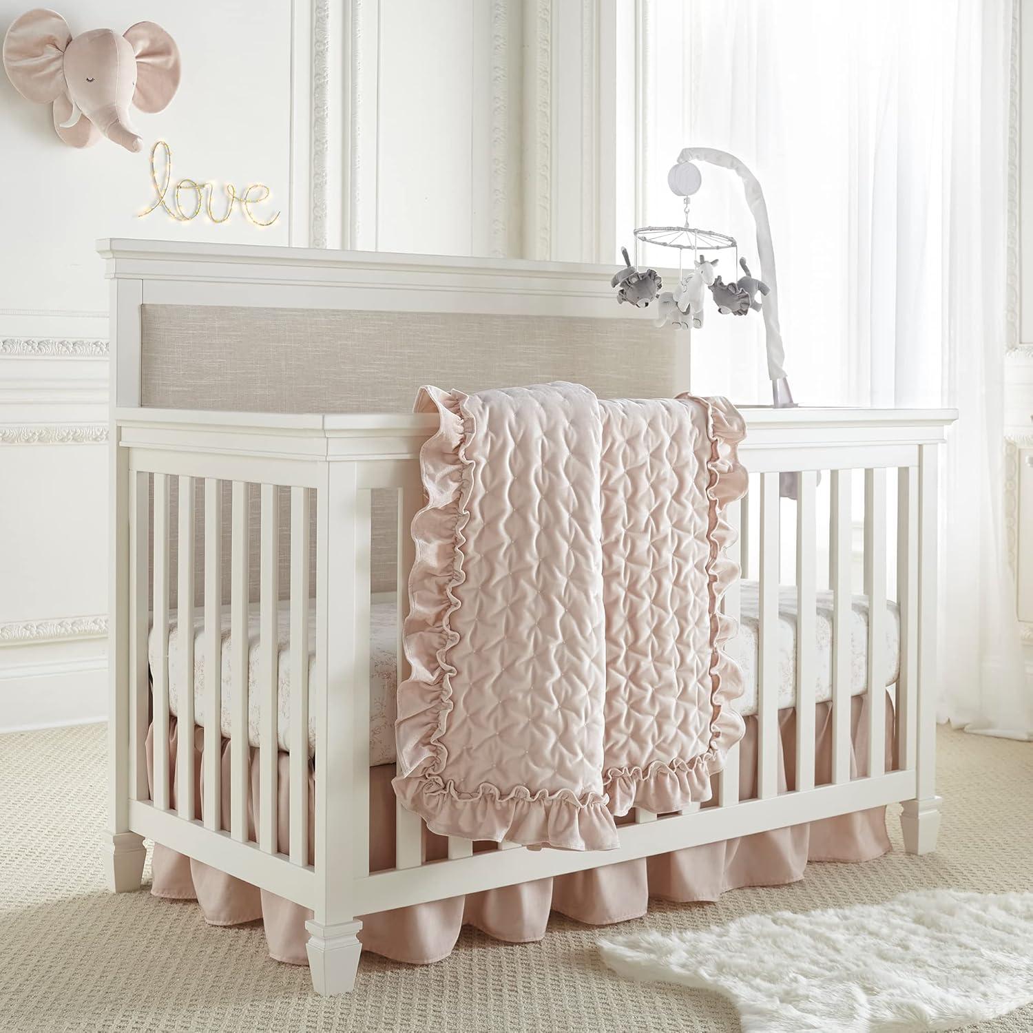 Blush Velvet Organic Baby Girls' Reversible Crib Bedding Set
