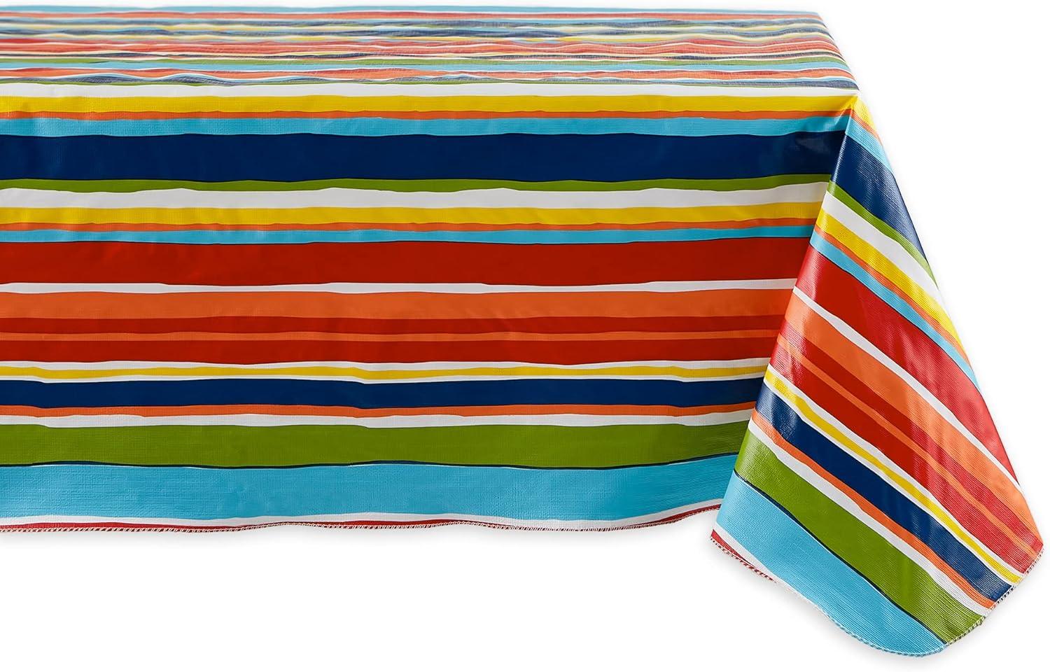 Summer Stripe Vinyl Tablecloth 60x84