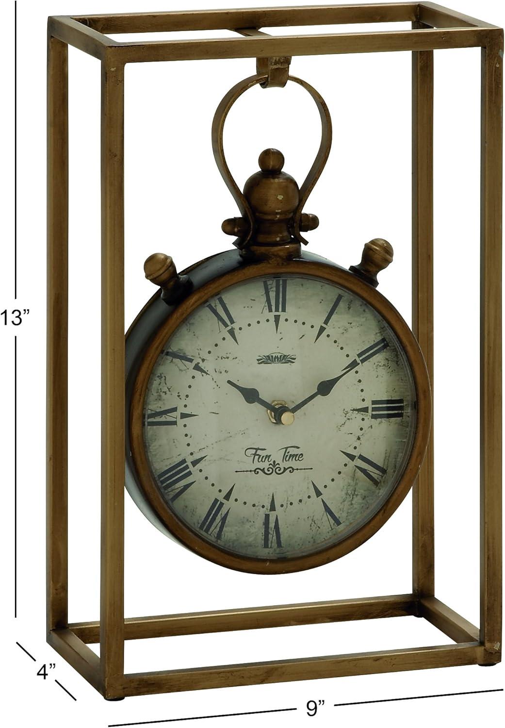 Bronze Metal and Wood Vintage Table Clock