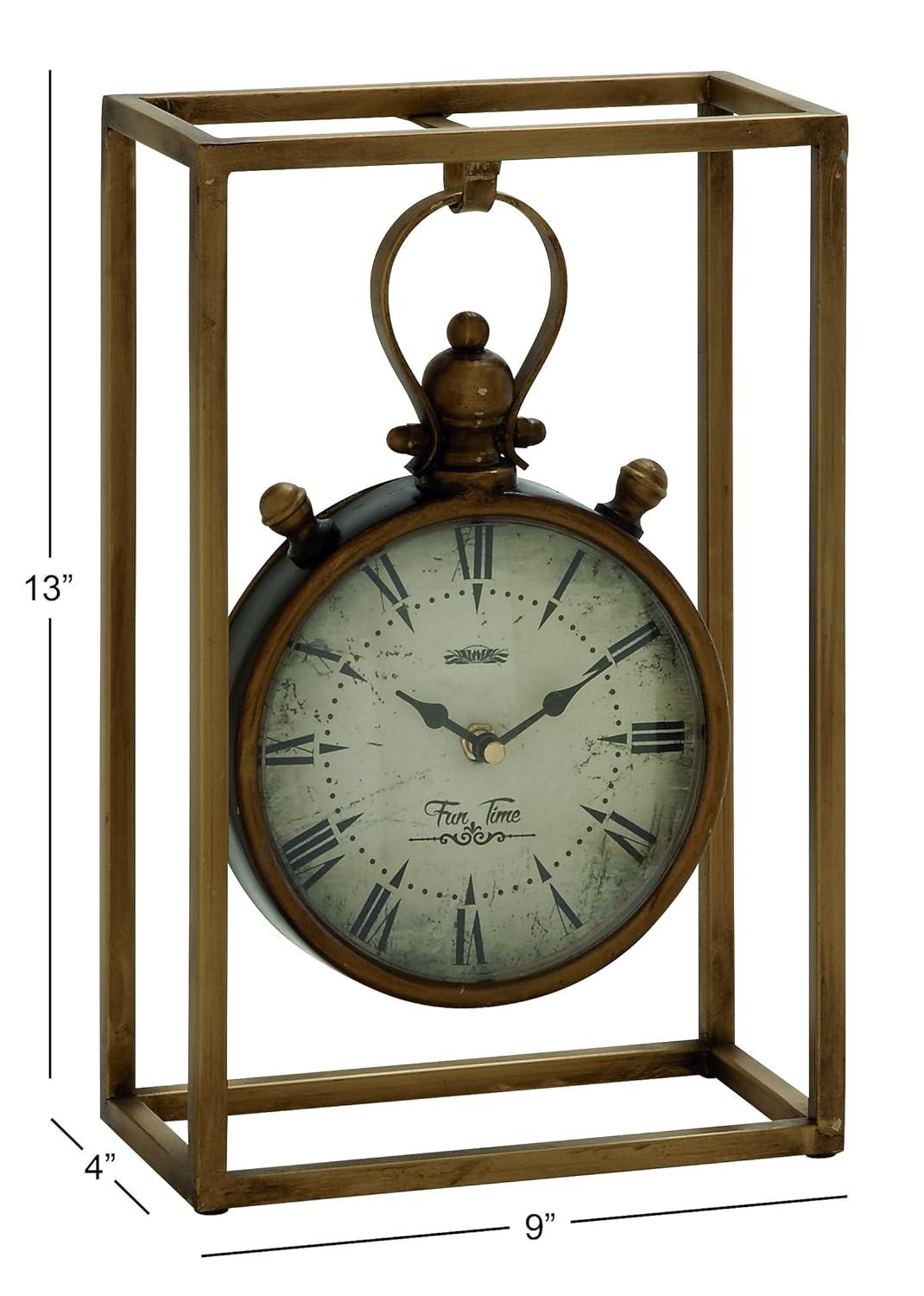 Alcott Hill® Canete Traditional Roman Numeral Metal Quartz Movement / Crystal Tabletop Clock in Brass