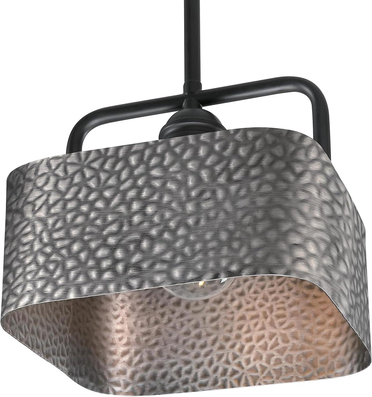 Bexar Matte Black and Dark Pewter 8" Geometric Mini Pendant Light