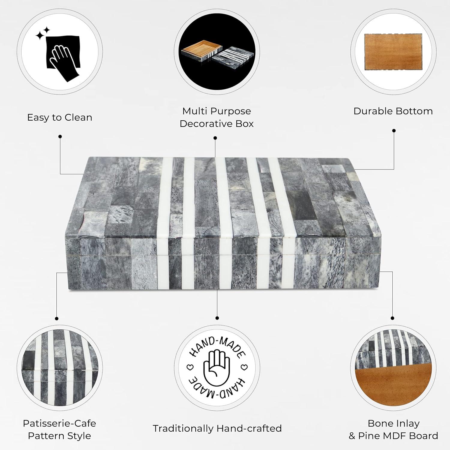 Handicrafts Home Decorative Box - Handmade Jewelry Organizer Box with Lid - Keepsake Box for Home Decor, Jewelry, Accessories, Collectibles - Modern Wooden Storage Box - Cafe, 8X6X1.5 inch