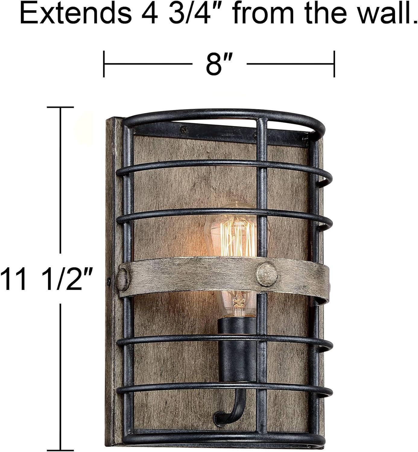 Lexi Rustic Bronze 13" Industrial Cage Wall Light Sconce