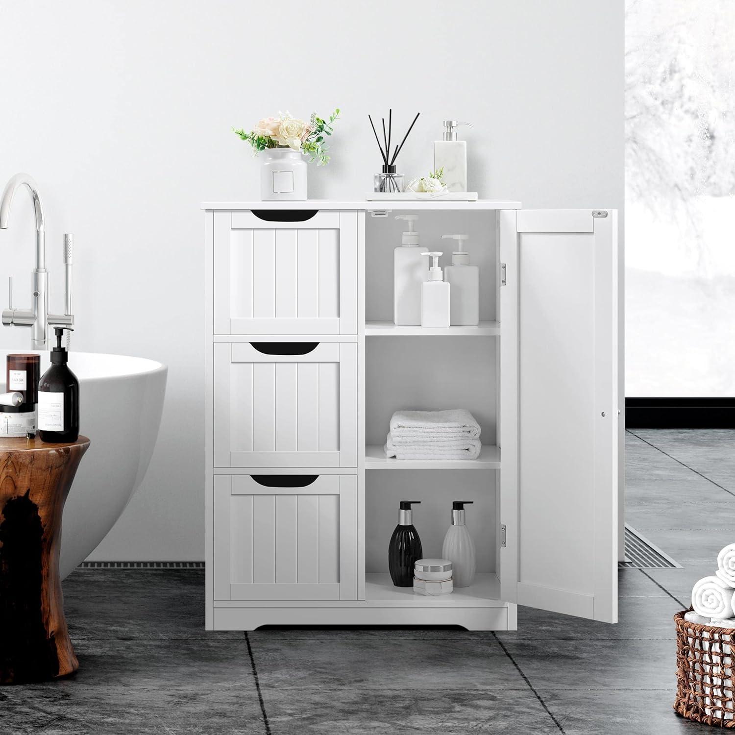 Yaheetech Free-Standing Bathroom Storage Cabinet Floor Cabinet White