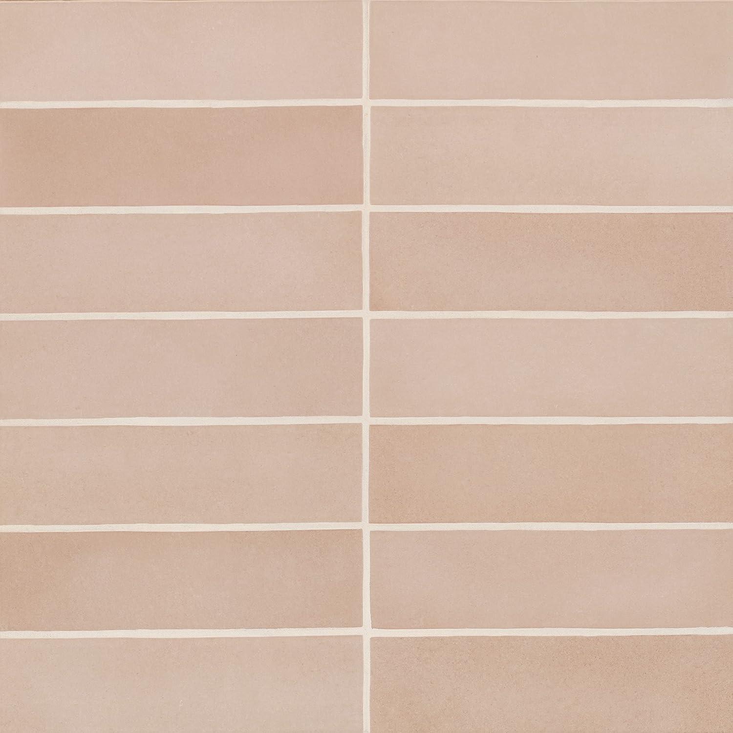 Makoto Matte Pink Ceramic Subway Wall Tile 2.5" x 10"