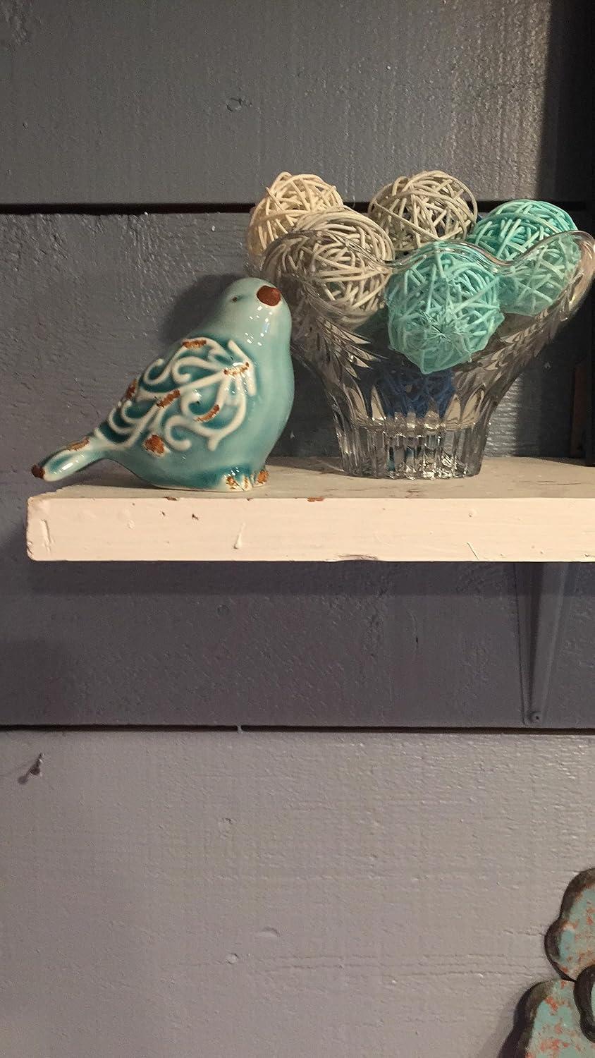 Set of 3 Classic Ceramic Bird Figurines in Distressed Finish