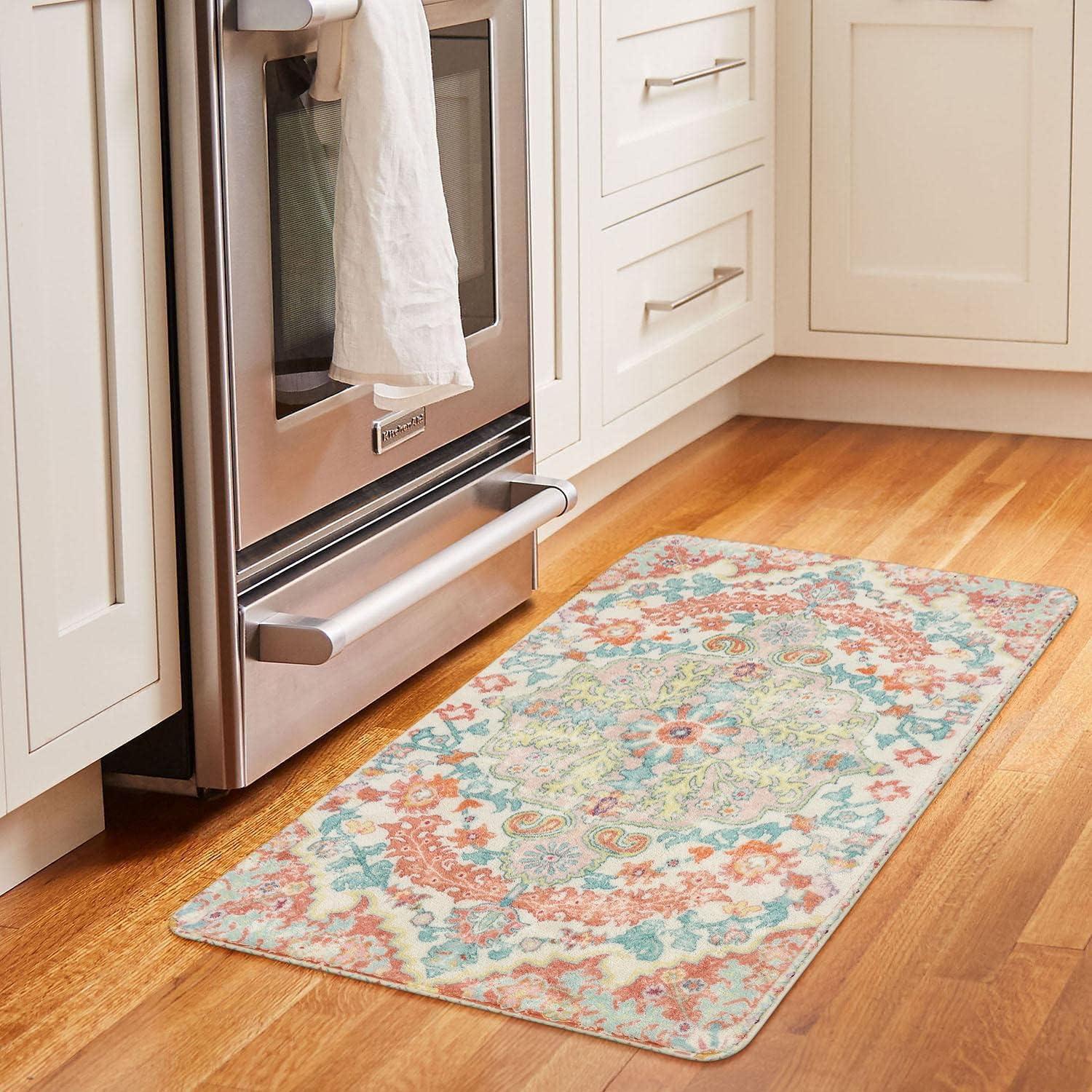 Moynesa 2'x3' Bohemian Area Rug, 2x3ft Small Boho Washable Bathroom Entryway Kitchen Rug,Floral Medallion Non Slip Pet Friendly Vintage Throw Carpet for Front Door Sink Living Room Bedroom, Orange